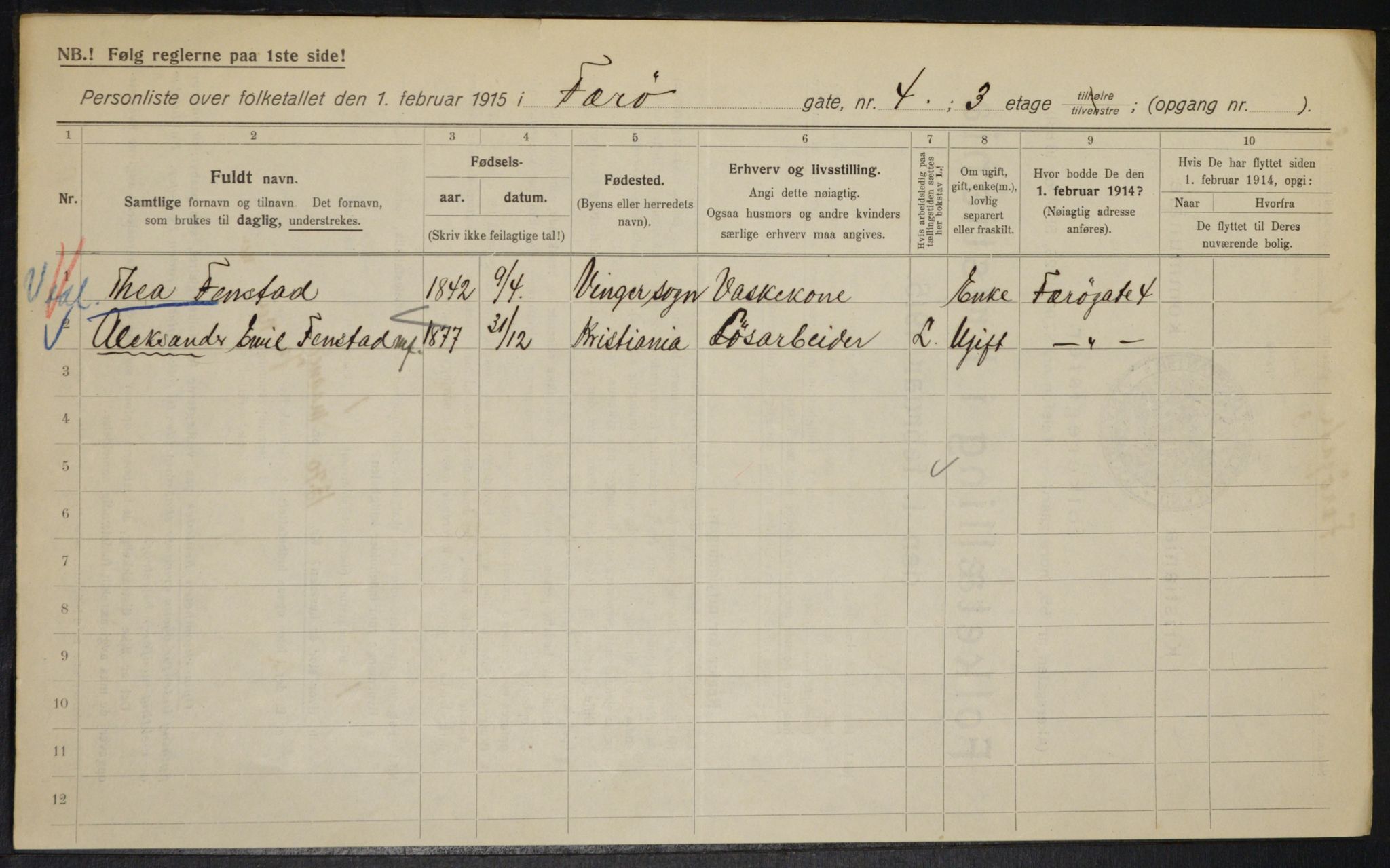 OBA, Municipal Census 1915 for Kristiania, 1915, p. 28159