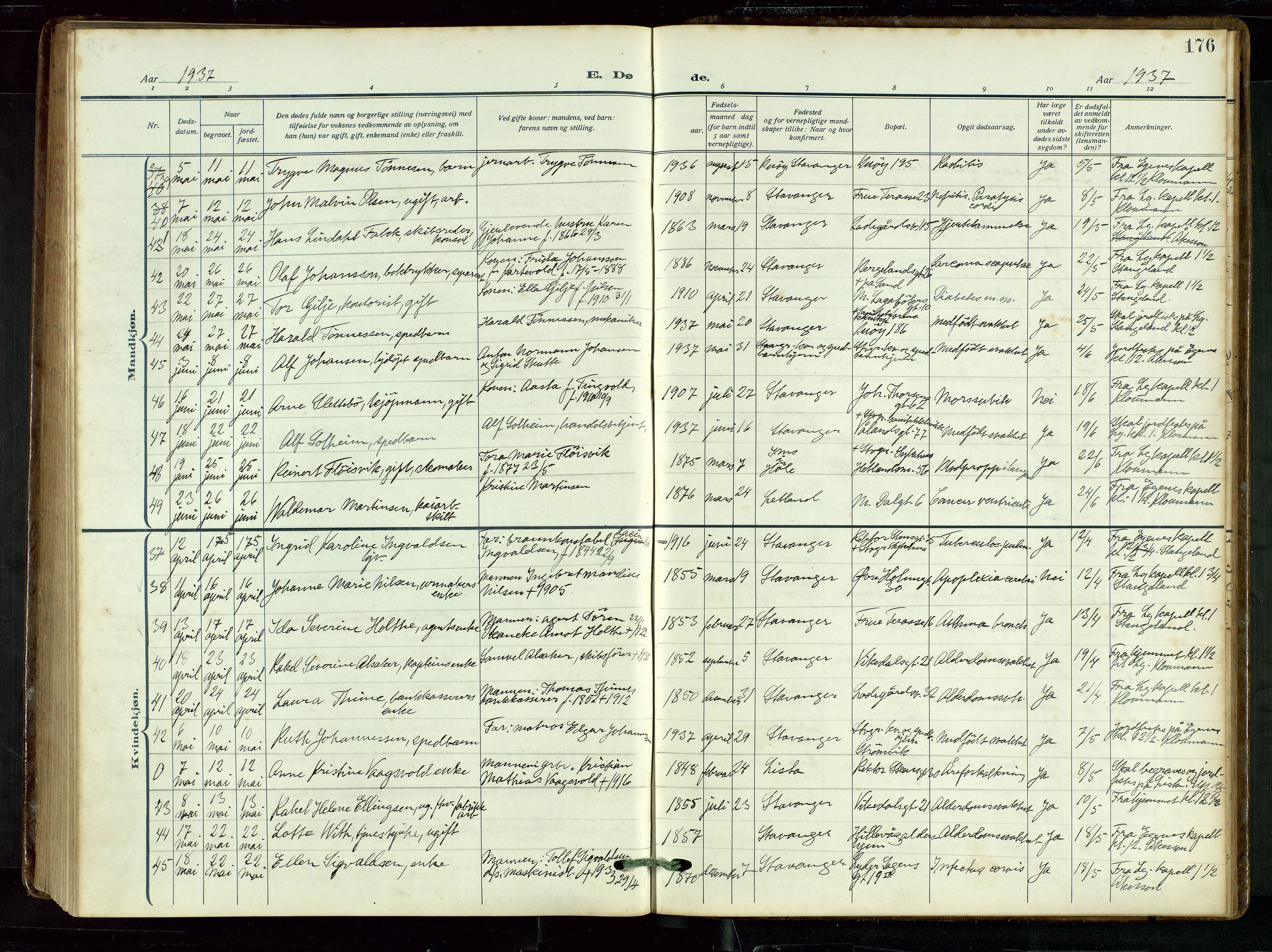 St. Petri sokneprestkontor, AV/SAST-A-101813/002/D/L0003: Parish register (official) no. A 28, 1919-1938, p. 176