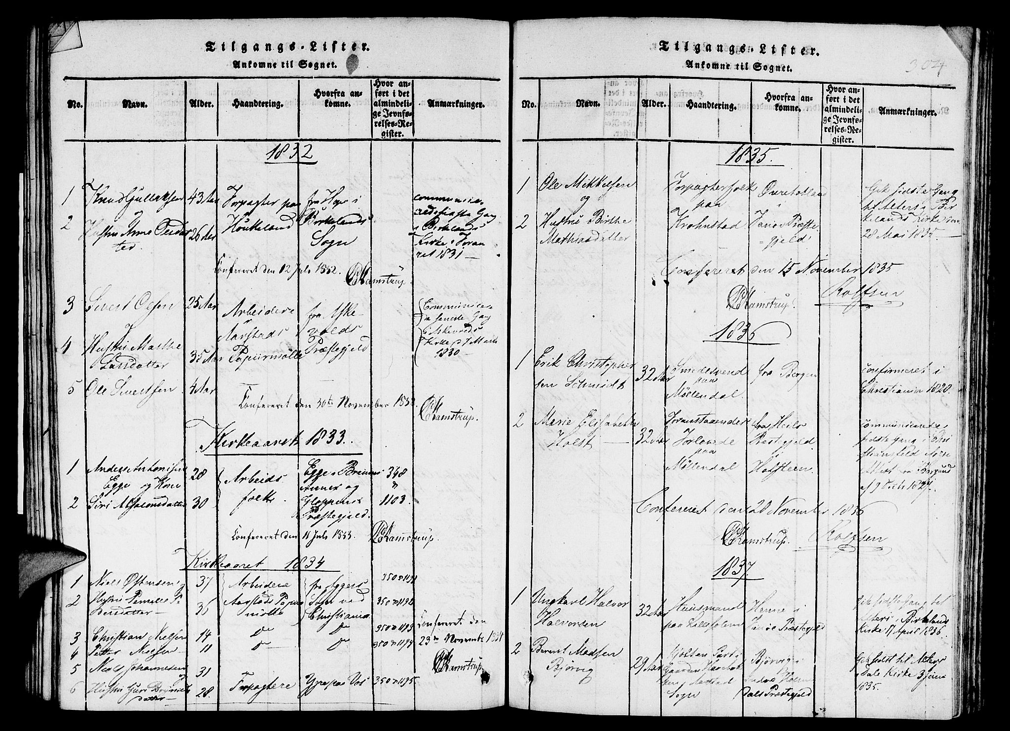 St. Jørgens hospital og Årstad sokneprestembete, SAB/A-99934: Parish register (copy) no. A 1, 1816-1843, p. 304