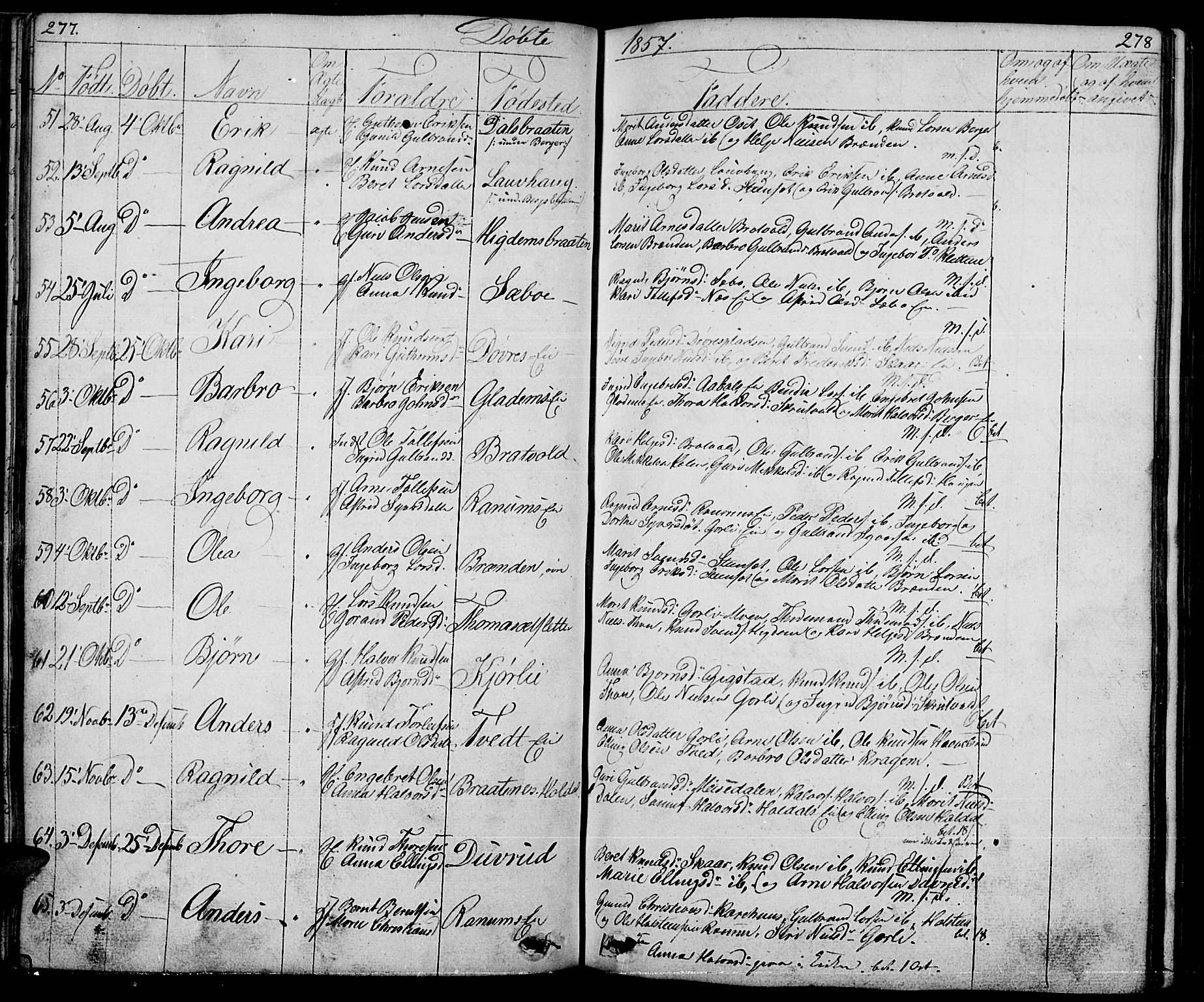 Nord-Aurdal prestekontor, SAH/PREST-132/H/Ha/Hab/L0001: Parish register (copy) no. 1, 1834-1887, p. 277-278