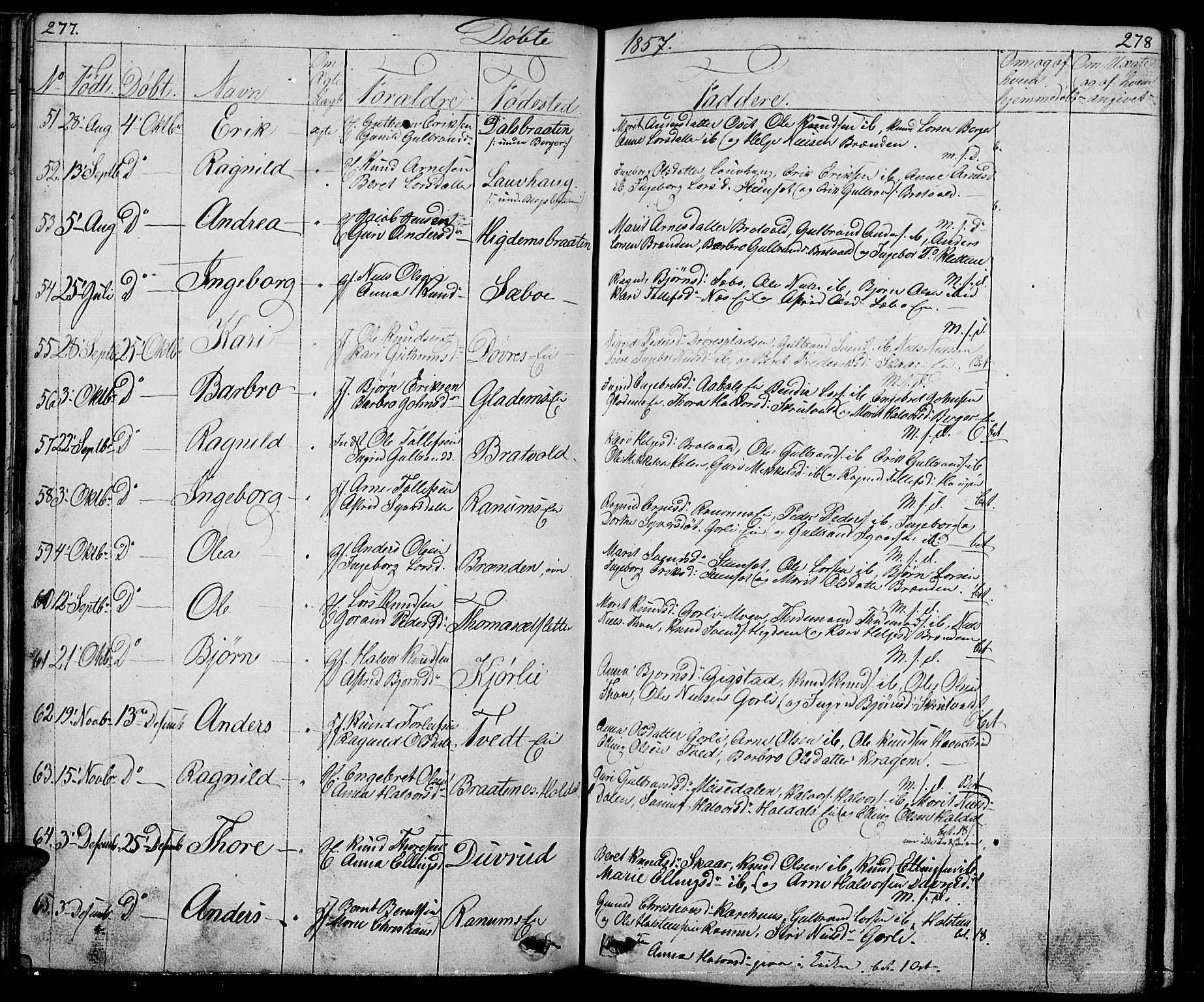 Nord-Aurdal prestekontor, AV/SAH-PREST-132/H/Ha/Hab/L0001: Parish register (copy) no. 1, 1834-1887, p. 277-278