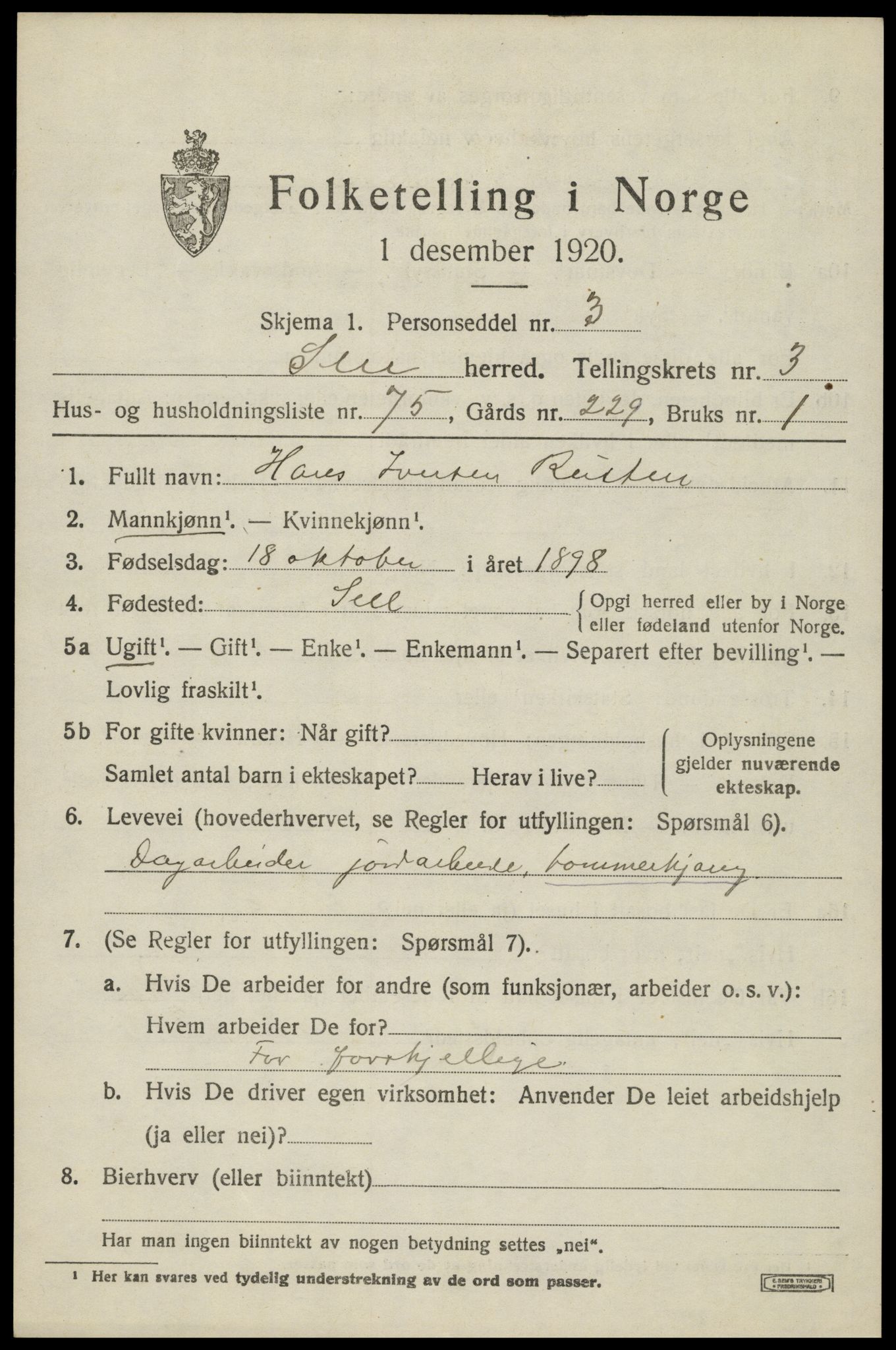 SAH, 1920 census for Sel, 1920, p. 3102