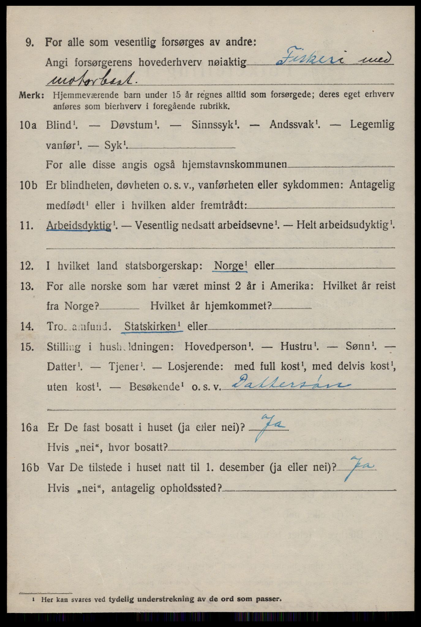 SAT, 1920 census for Vestnes, 1920, p. 3924