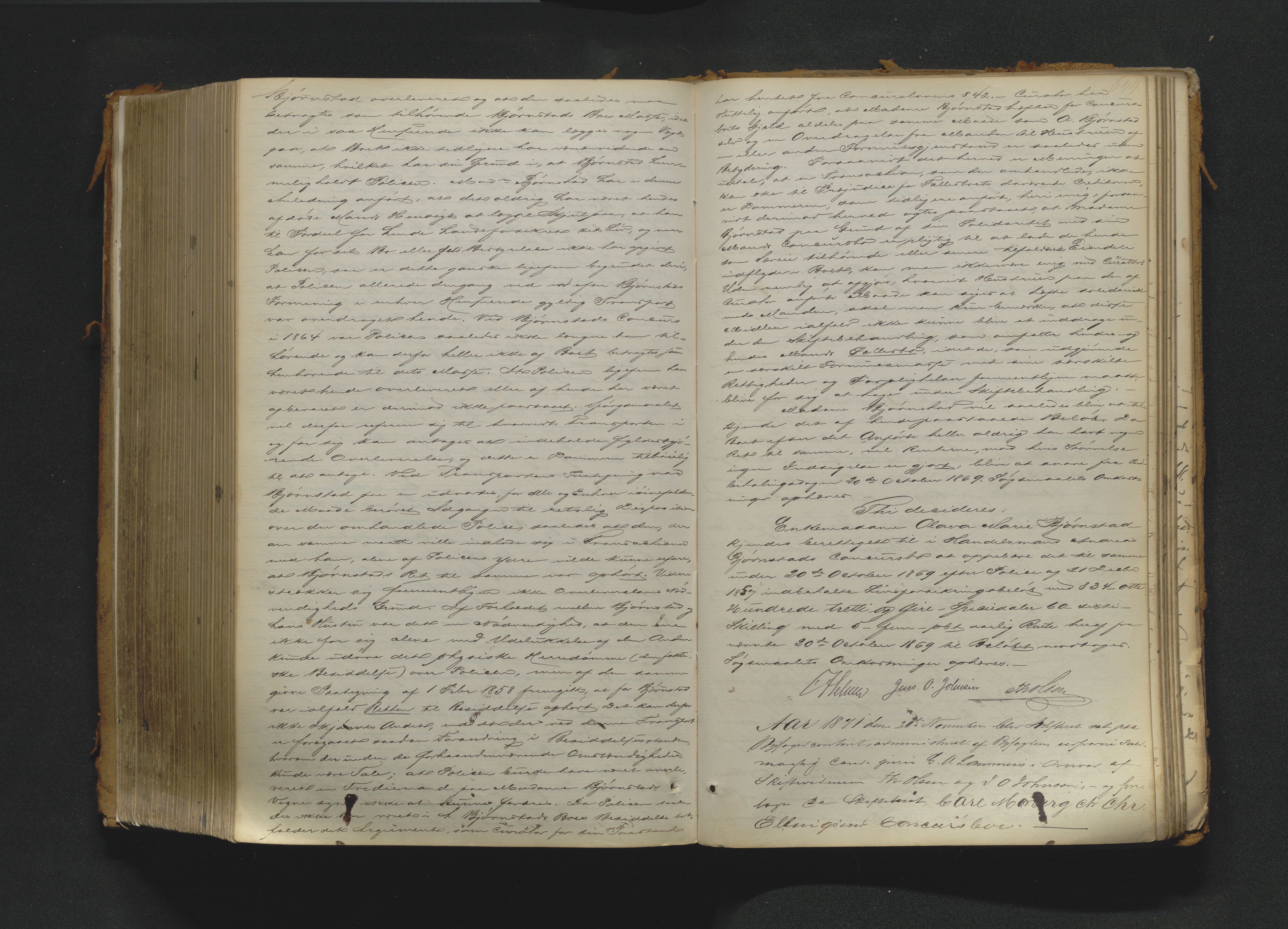 Drammen byfogd, AV/SAKO-A-222/H/Hb/Hbc/L0011: Skifteforhandlingsprotokoll., 1863-1873, p. 644