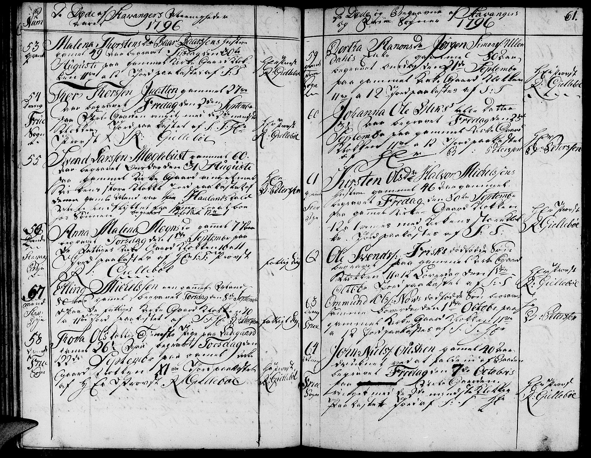 Domkirken sokneprestkontor, AV/SAST-A-101812/001/30/30BA/L0007: Parish register (official) no. A 7, 1789-1815, p. 61