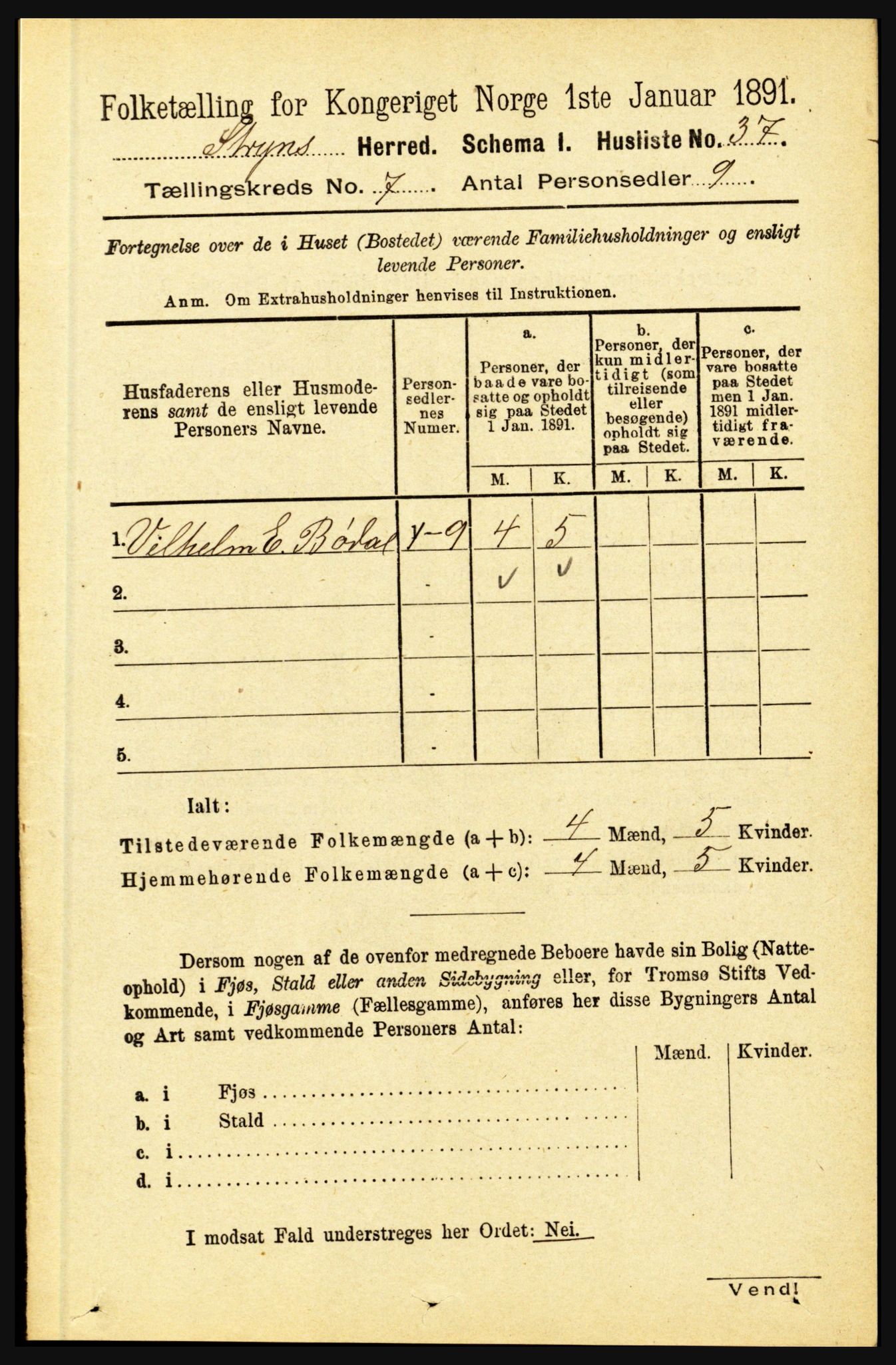 RA, 1891 census for 1448 Stryn, 1891, p. 2809