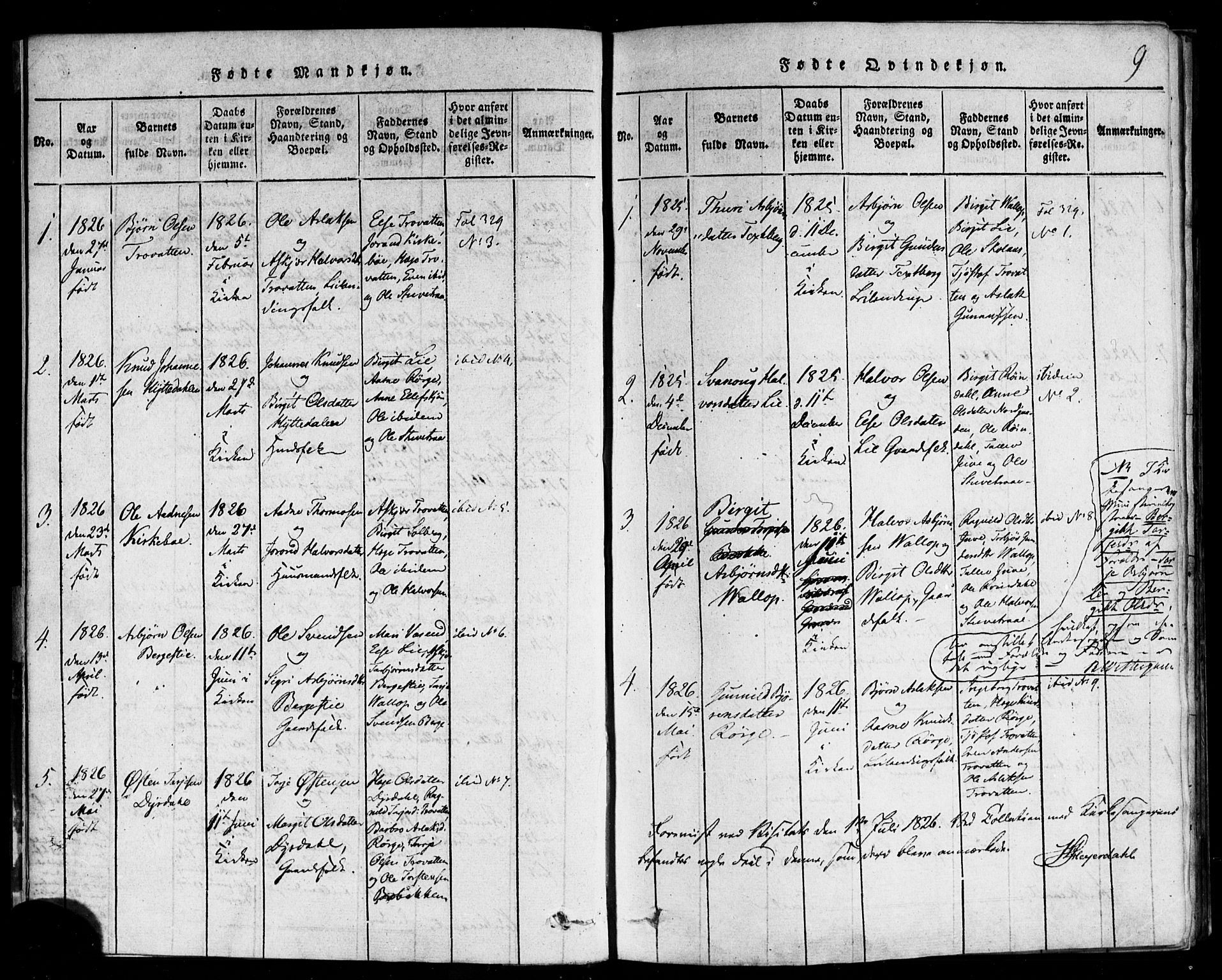 Rauland kirkebøker, SAKO/A-292/F/Fa/L0002: Parish register (official) no. 2, 1815-1860, p. 9