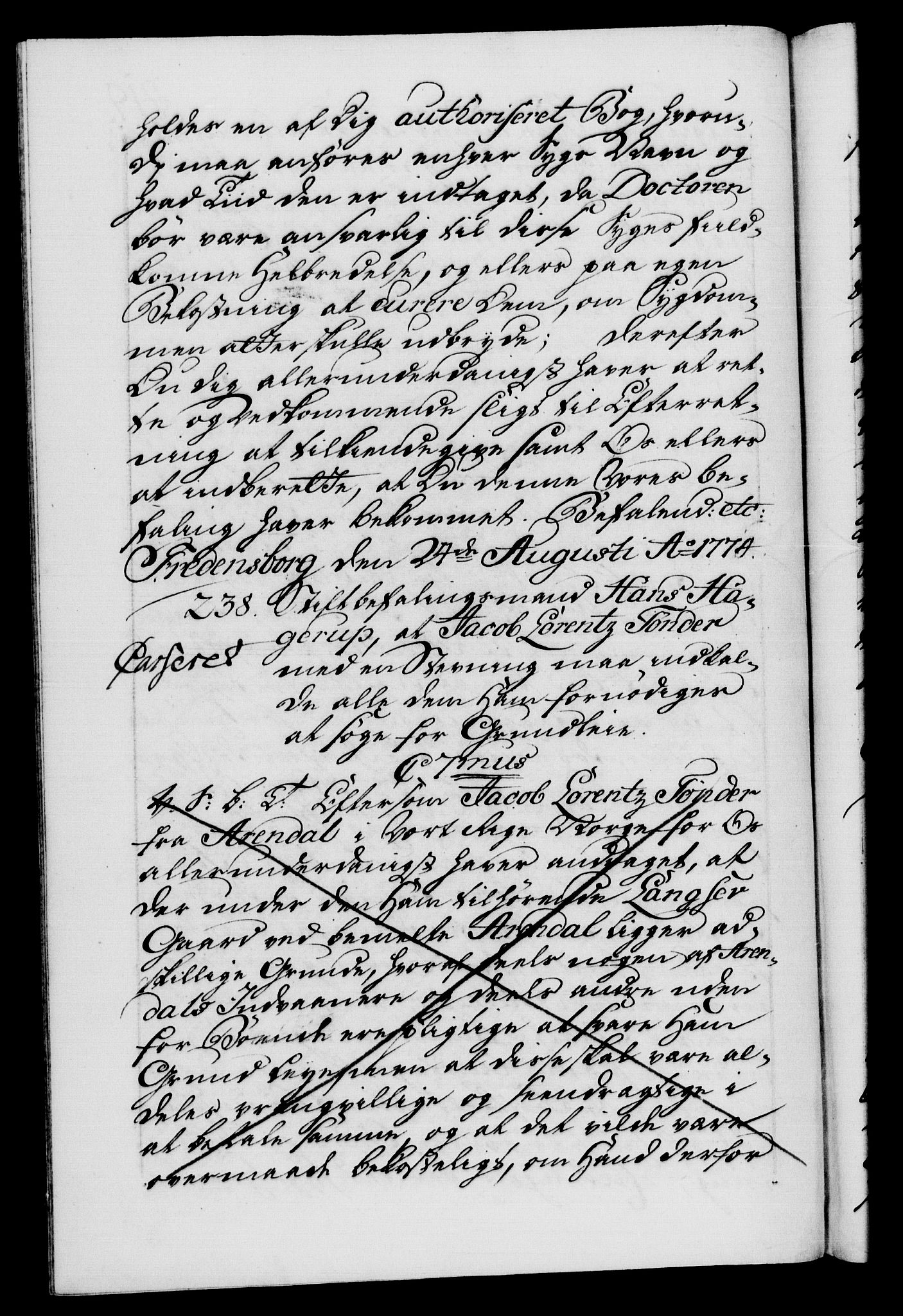 Danske Kanselli 1572-1799, AV/RA-EA-3023/F/Fc/Fca/Fcab/L0041: Norske tegnelser, 1773-1776, p. 419b