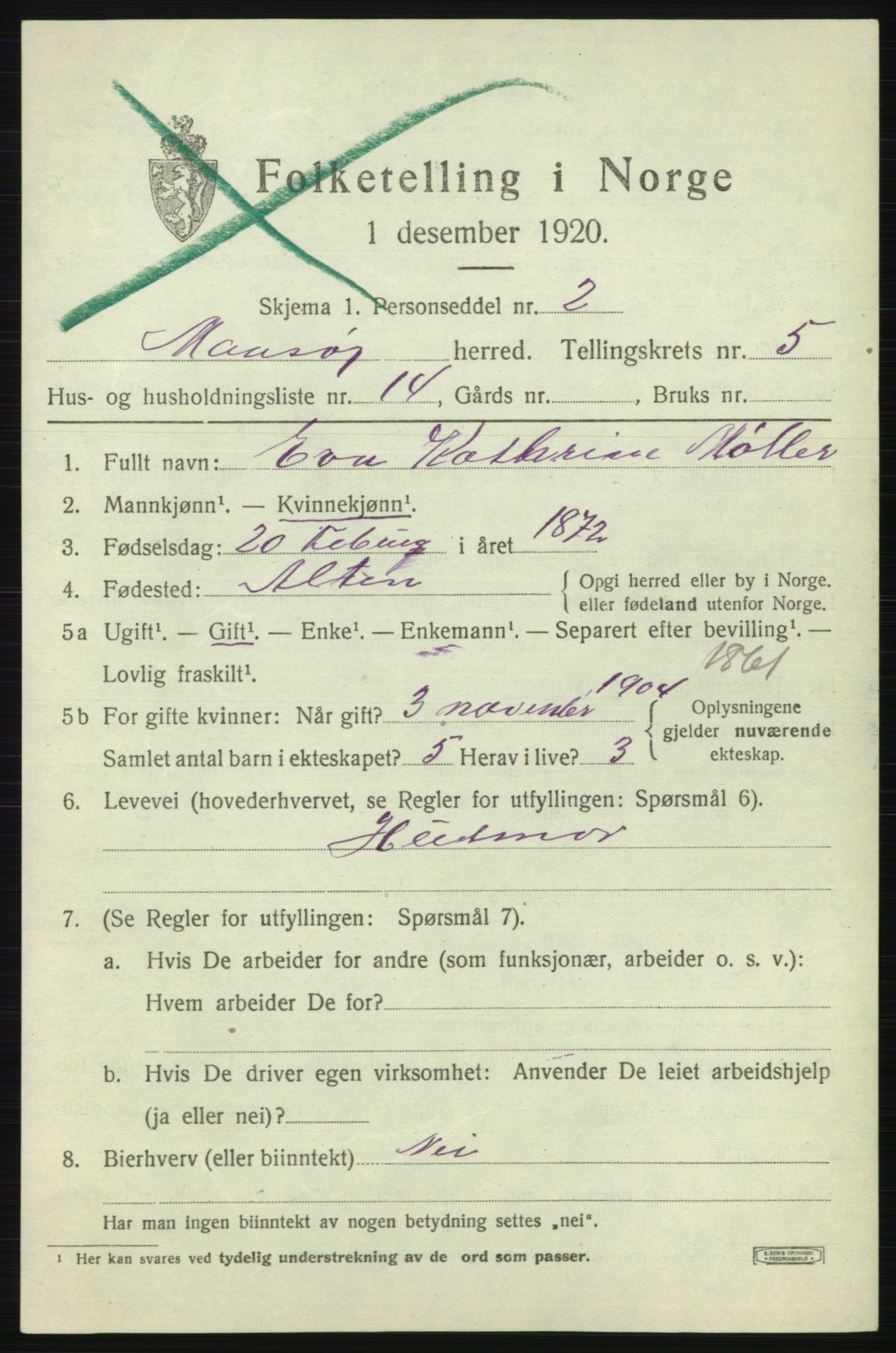 SATØ, 1920 census for Måsøy, 1920, p. 2616