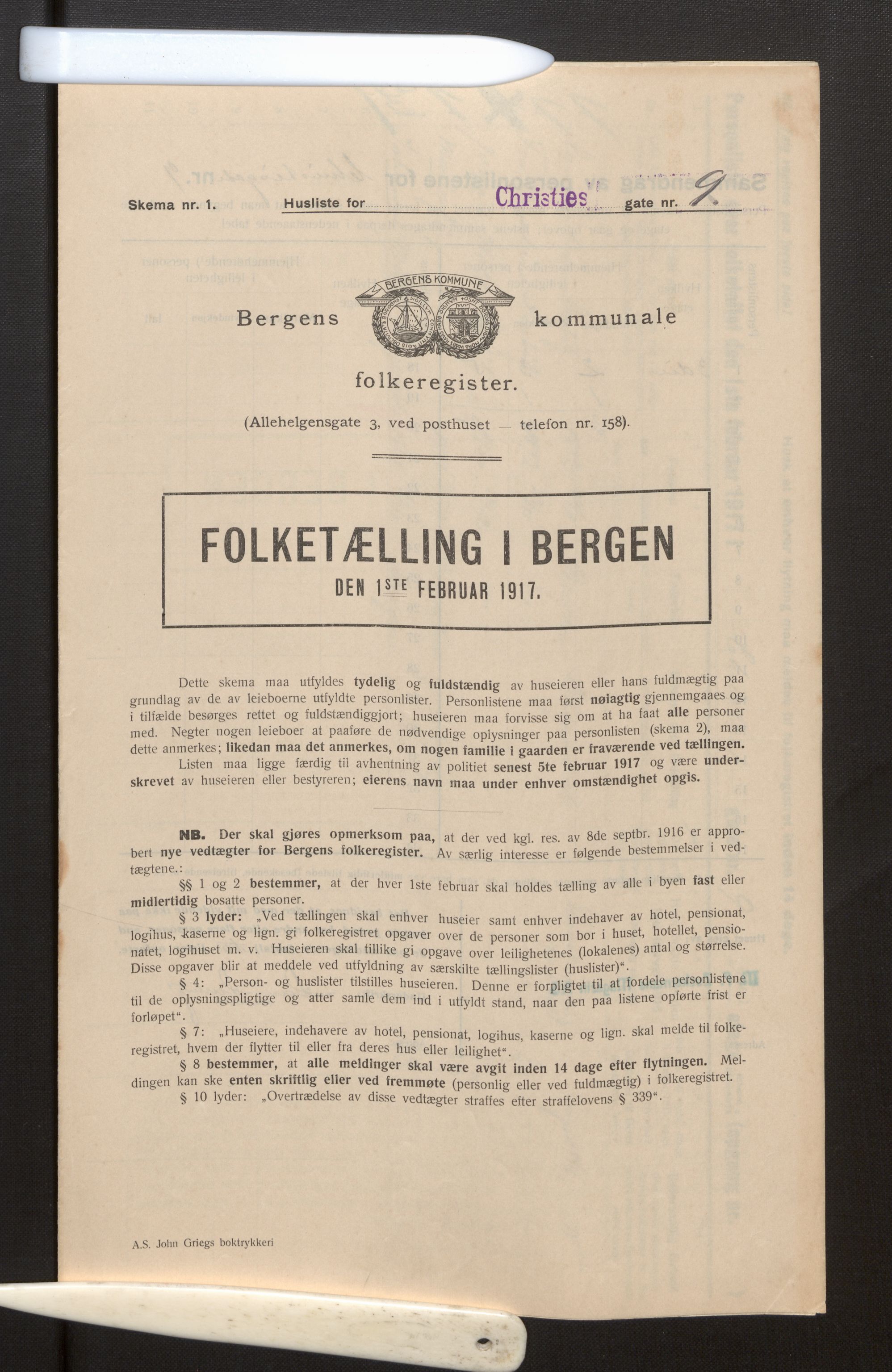 SAB, Municipal Census 1917 for Bergen, 1917, p. 4383