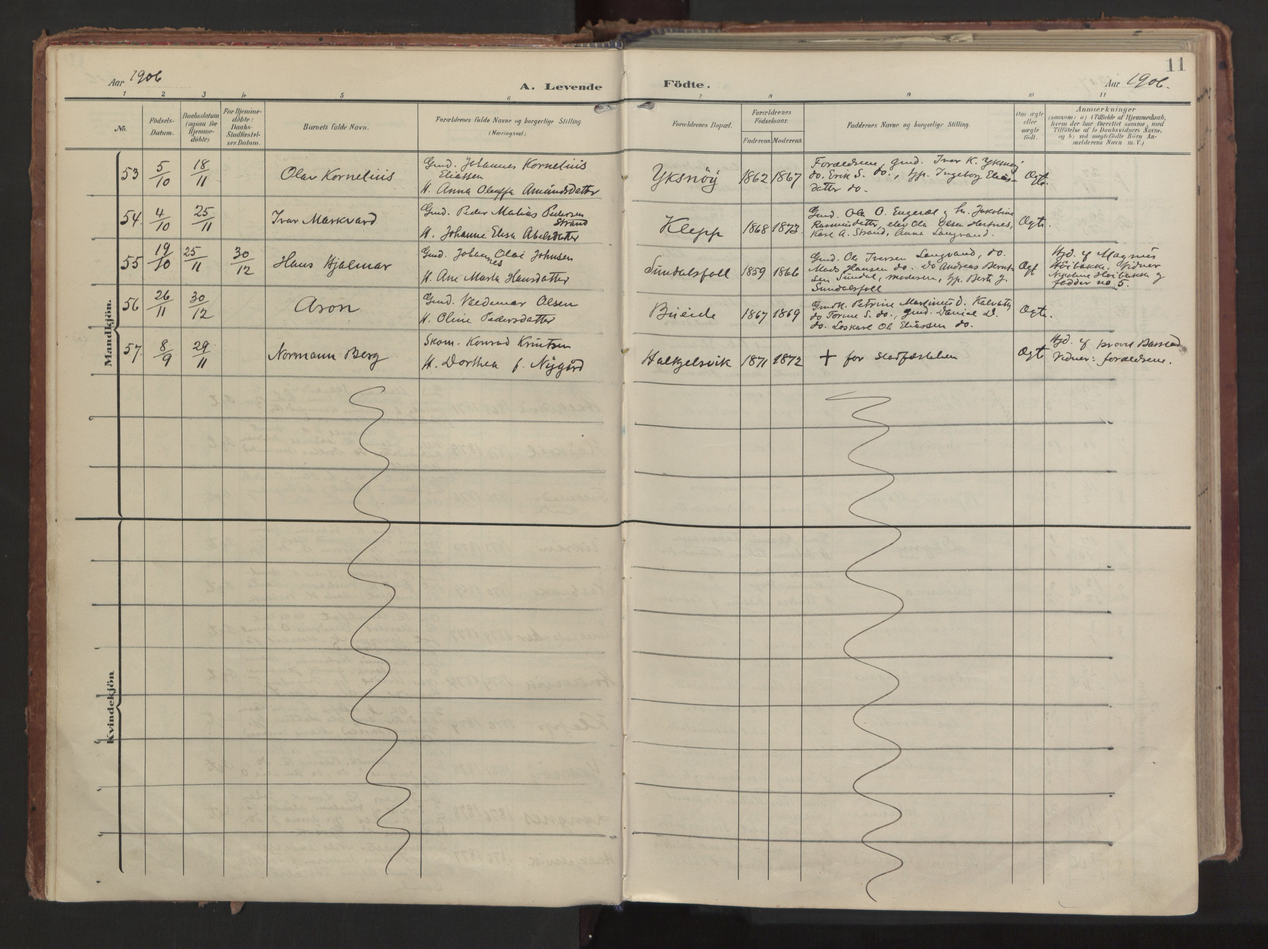 Ministerialprotokoller, klokkerbøker og fødselsregistre - Møre og Romsdal, AV/SAT-A-1454/511/L0144: Parish register (official) no. 511A11, 1906-1923, p. 11