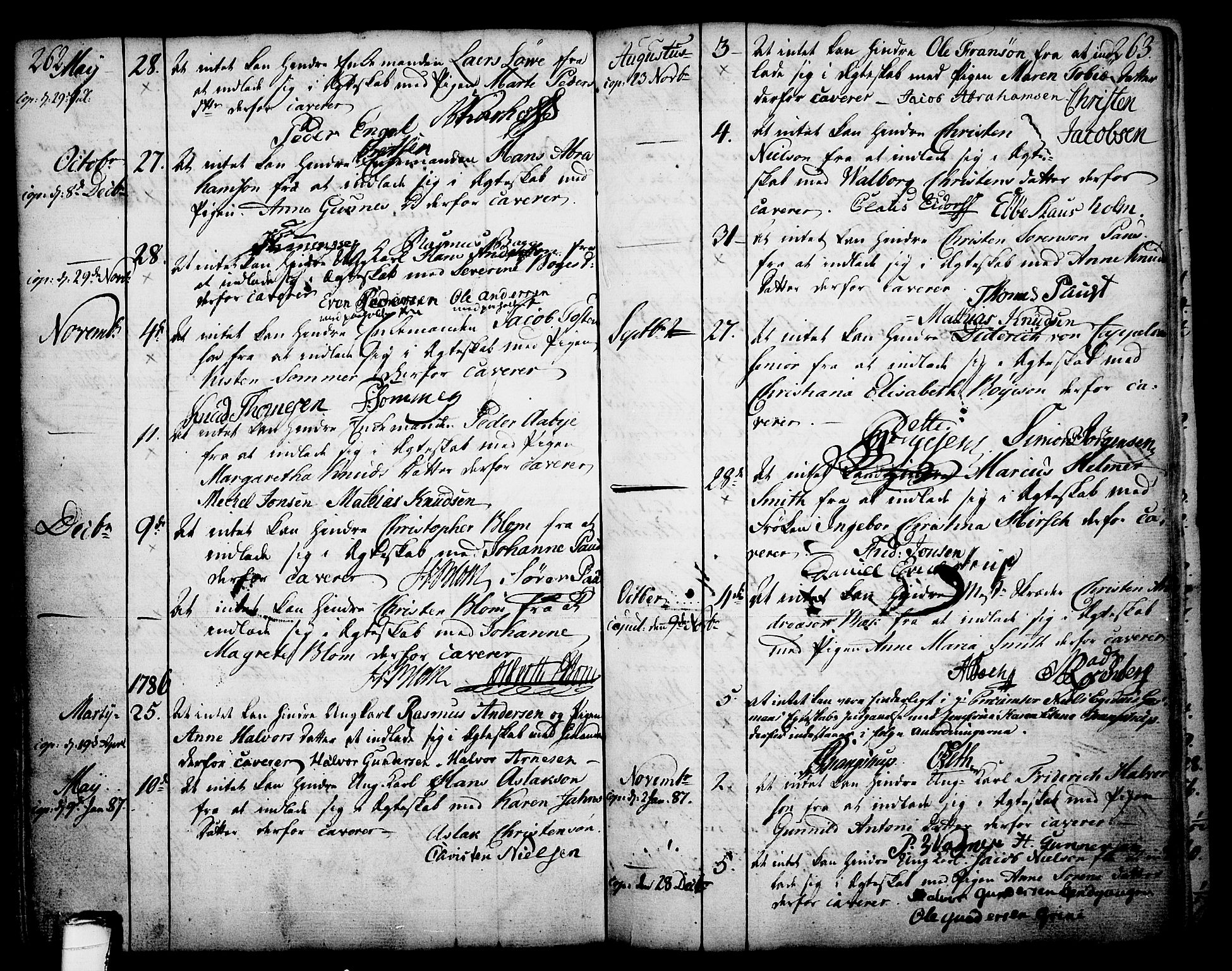 Skien kirkebøker, SAKO/A-302/F/Fa/L0003: Parish register (official) no. 3, 1755-1791, p. 262-263