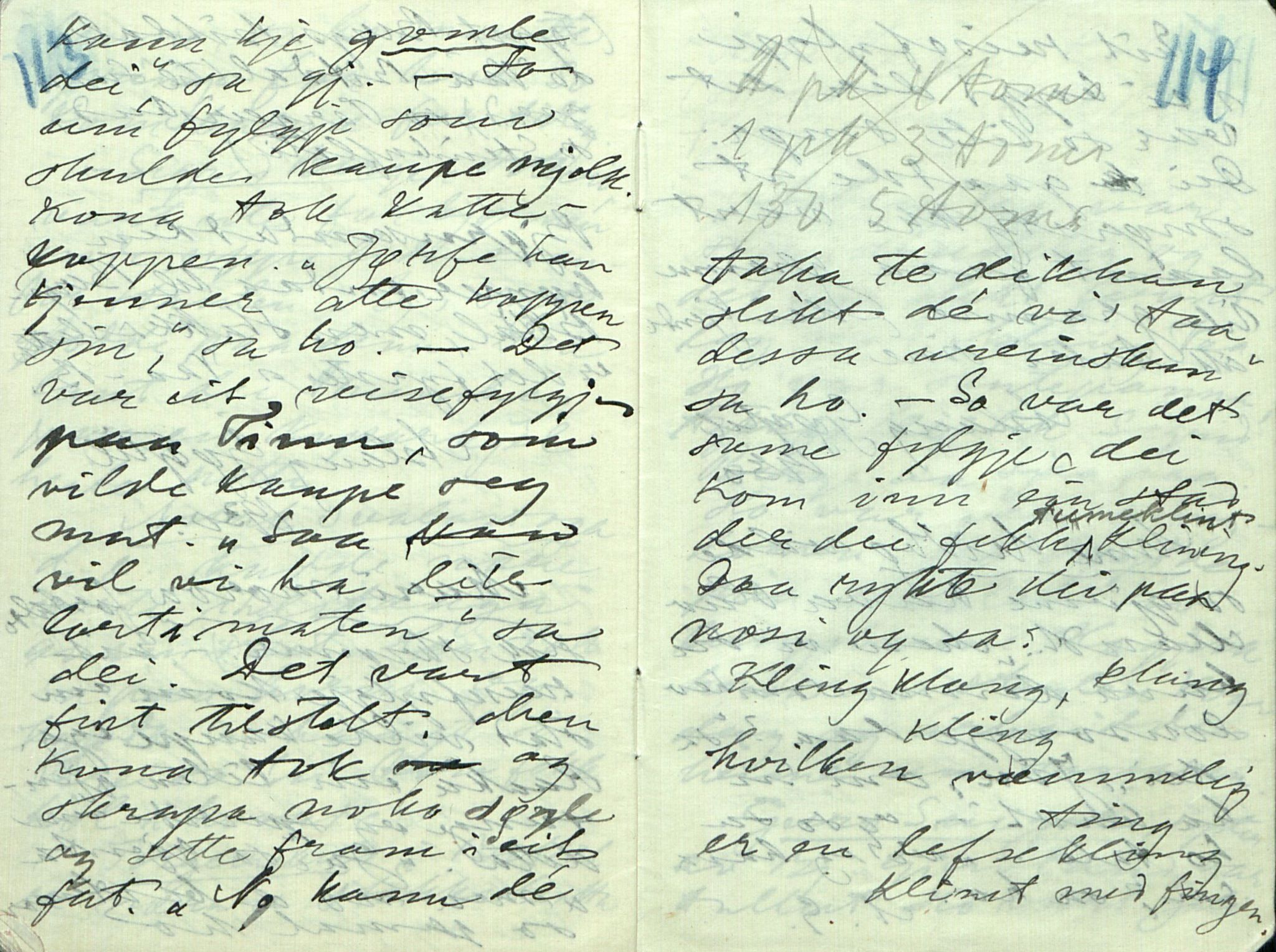 Rikard Berge, TEMU/TGM-A-1003/F/L0017/0016: 551-599 / 566 Notisbokblad og brev til Rikard Berge, 1910-1950, p. 113-114