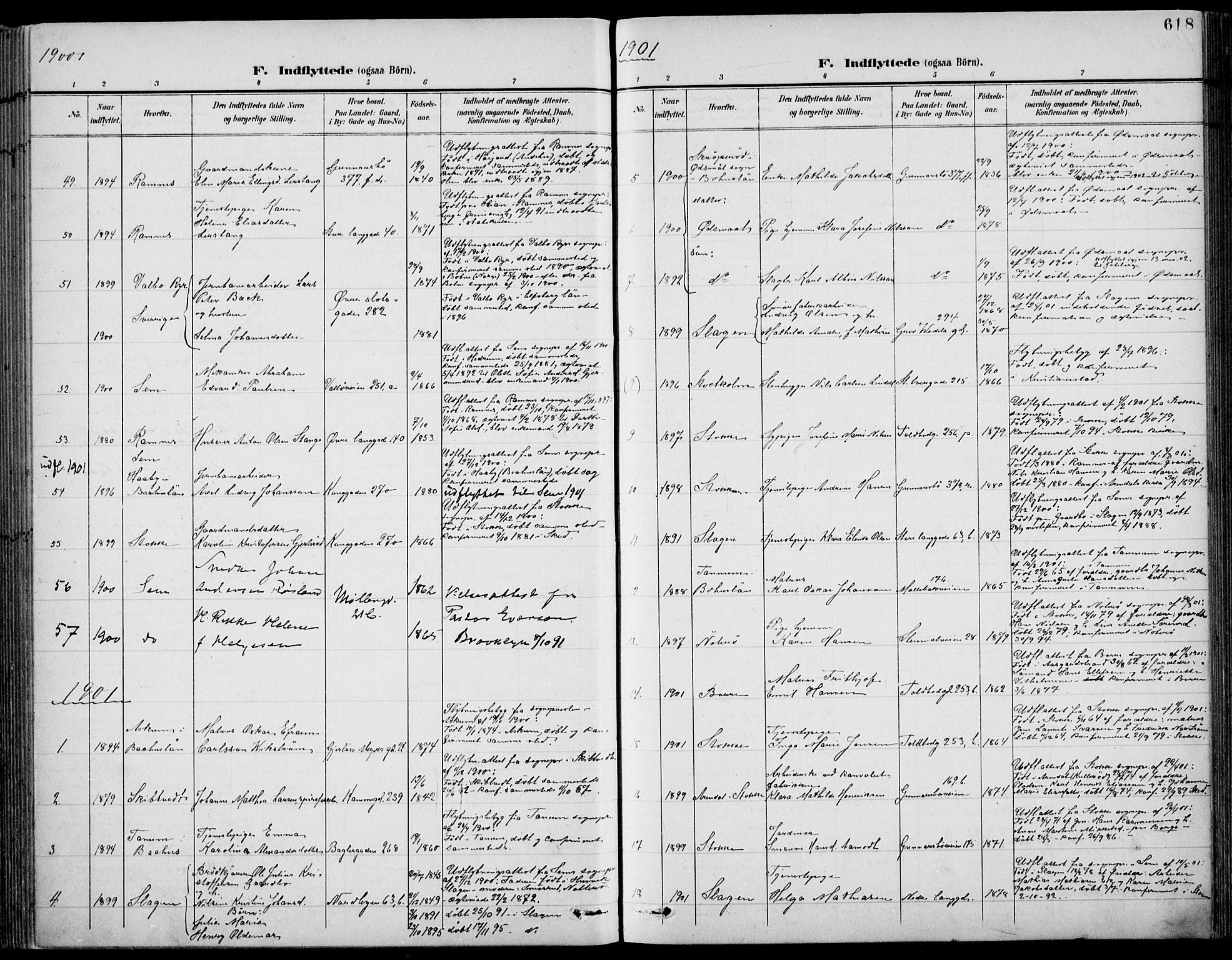 Tønsberg kirkebøker, SAKO/A-330/F/Fa/L0013: Parish register (official) no. I 13, 1900-1913, p. 618