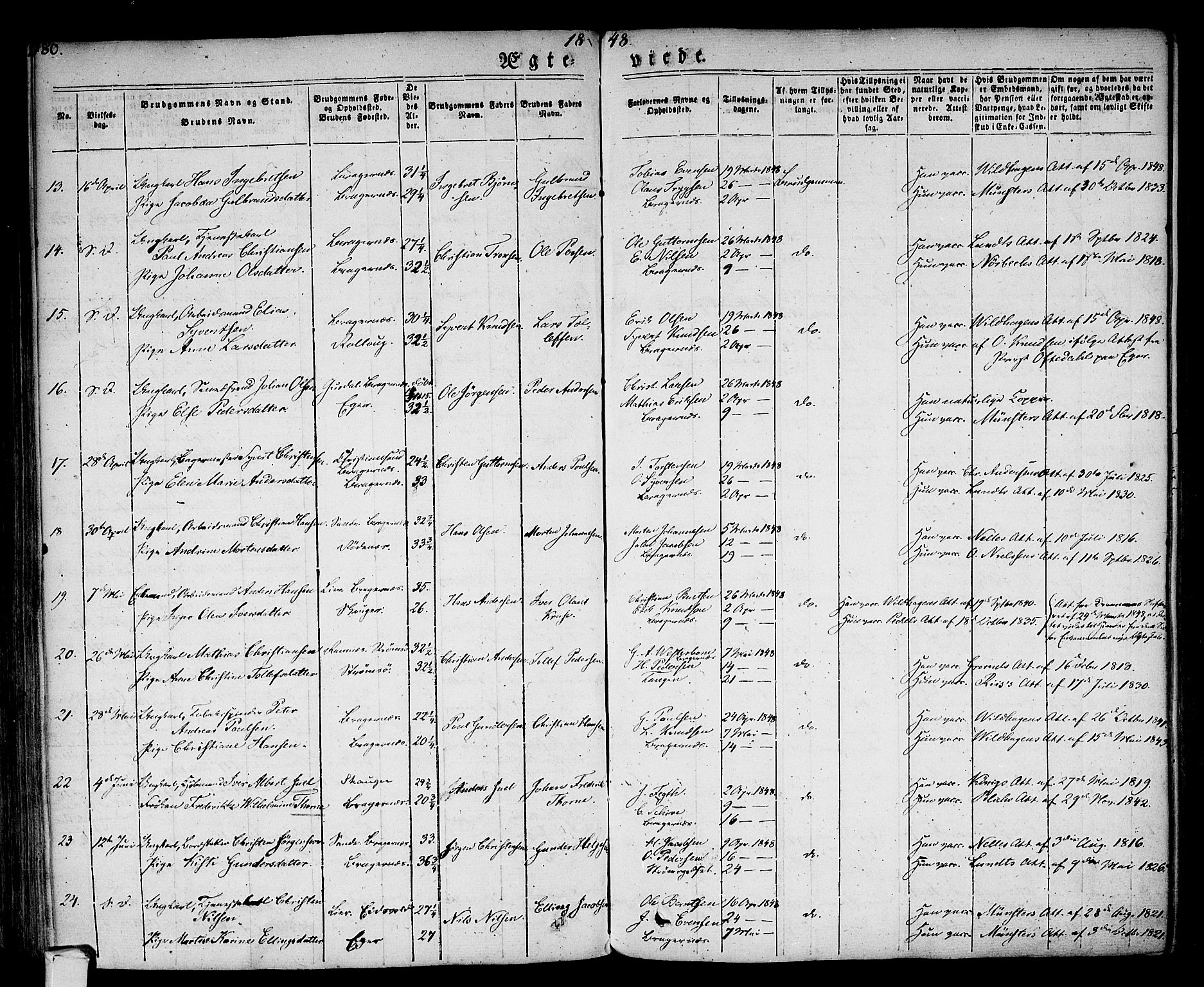 Bragernes kirkebøker, SAKO/A-6/F/Fc/L0001: Parish register (official) no. III 1, 1830-1853, p. 180