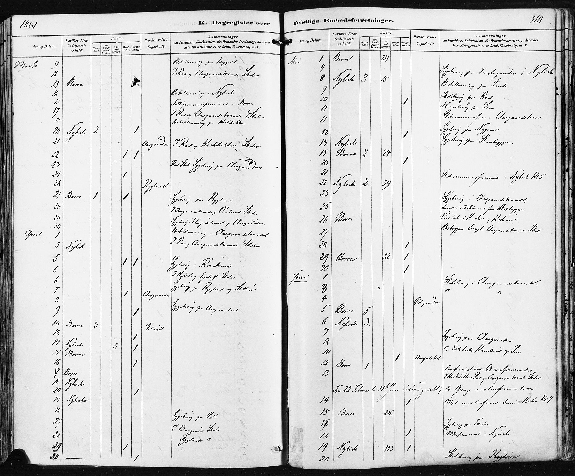 Borre kirkebøker, AV/SAKO-A-338/F/Fa/L0009: Parish register (official) no. I 9, 1878-1896, p. 310