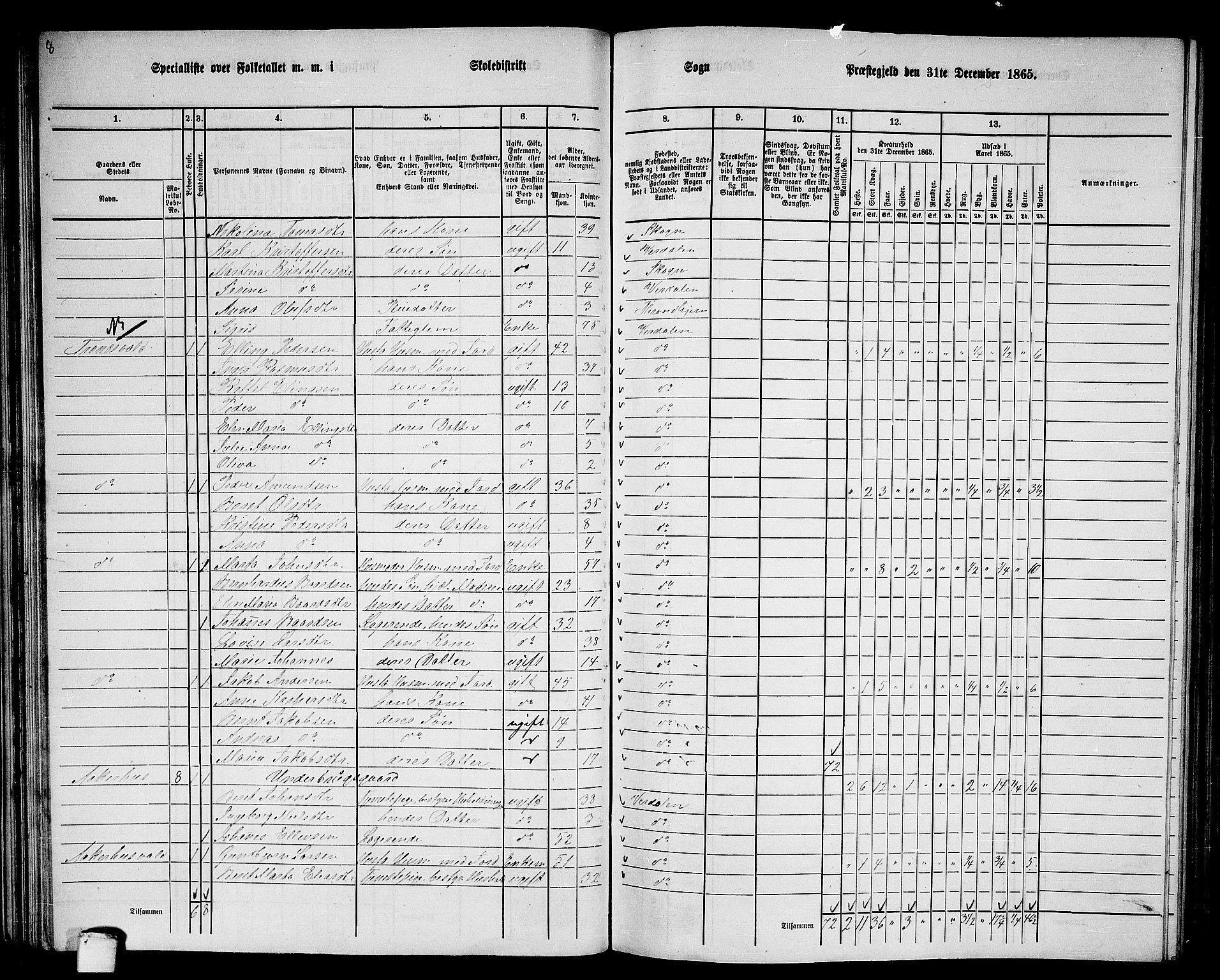 RA, 1865 census for Verdal, 1865, p. 51