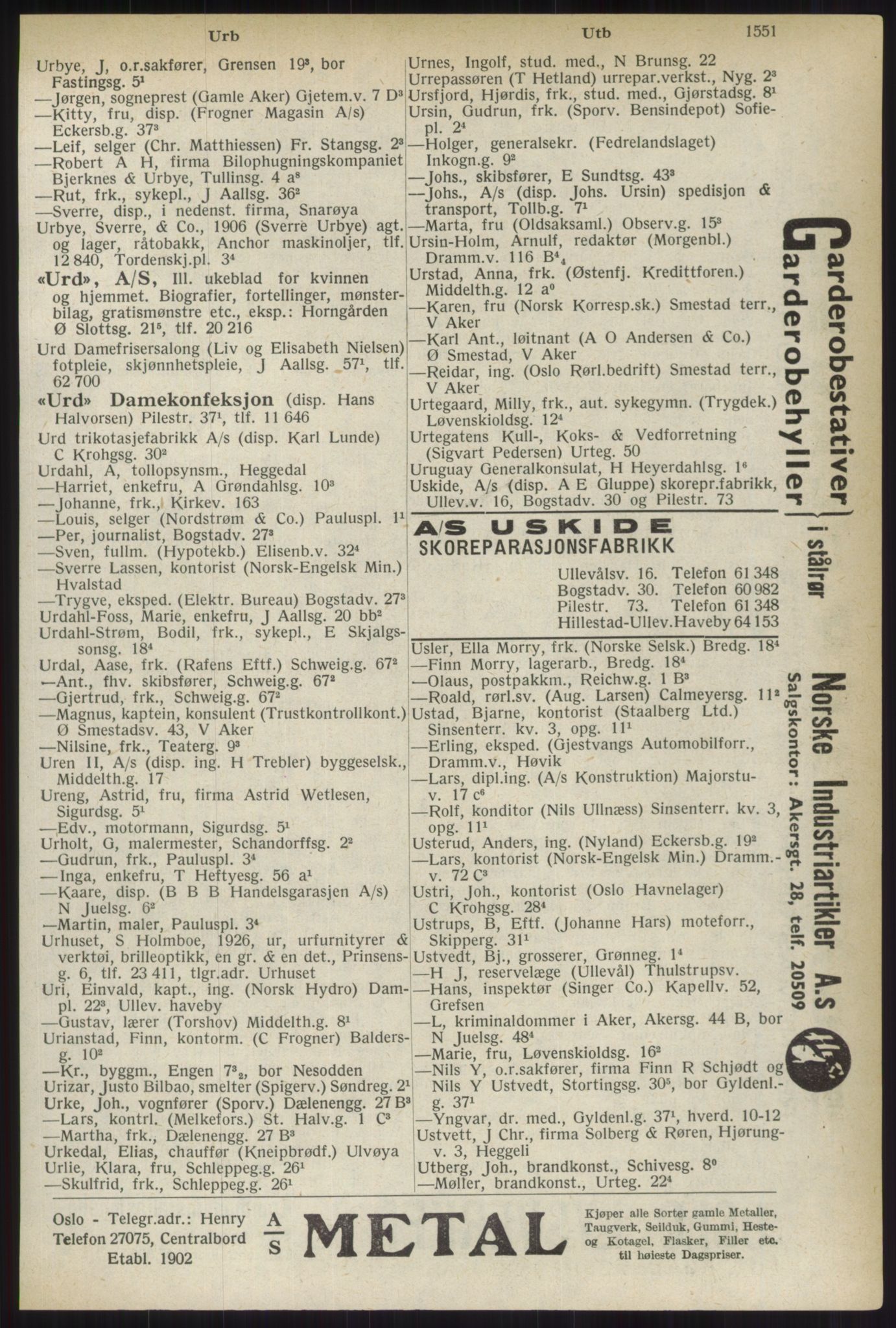 Kristiania/Oslo adressebok, PUBL/-, 1937, p. 1551