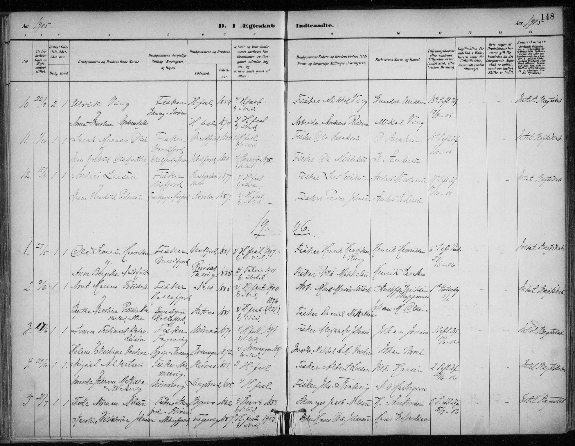 Hammerfest sokneprestkontor, SATØ/S-1347/H/Ha/L0013.kirke: Parish register (official) no. 13, 1898-1917, p. 148