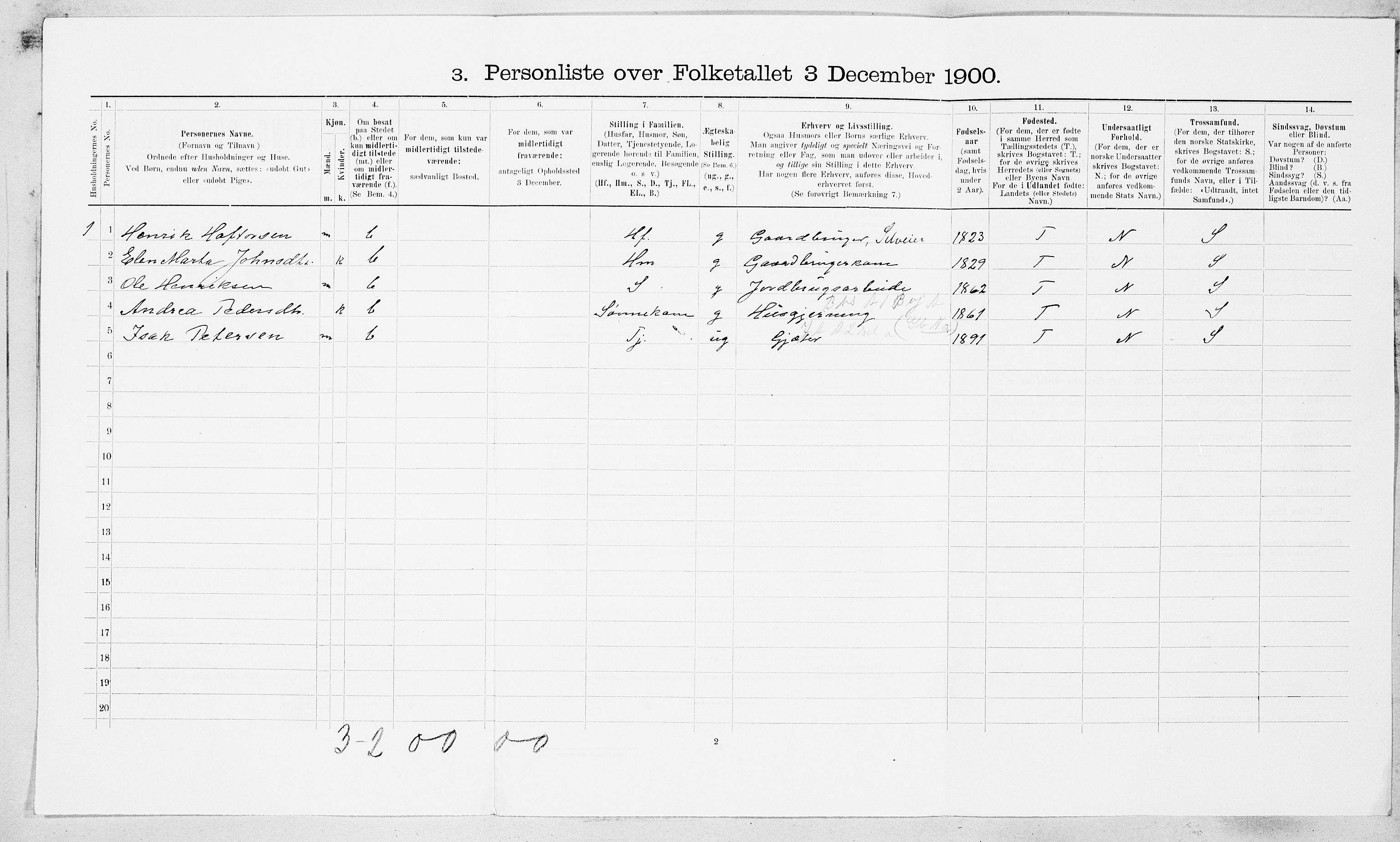 SAT, 1900 census for Rissa, 1900, p. 595