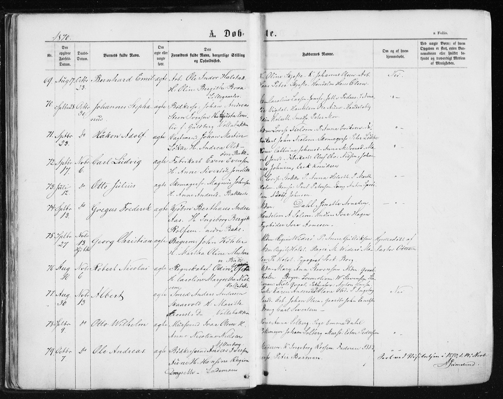Ministerialprotokoller, klokkerbøker og fødselsregistre - Sør-Trøndelag, SAT/A-1456/604/L0186: Parish register (official) no. 604A07, 1866-1877, p. 40