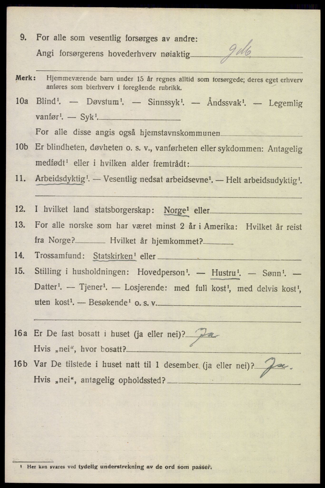 SAK, 1920 census for Vennesla, 1920, p. 1481