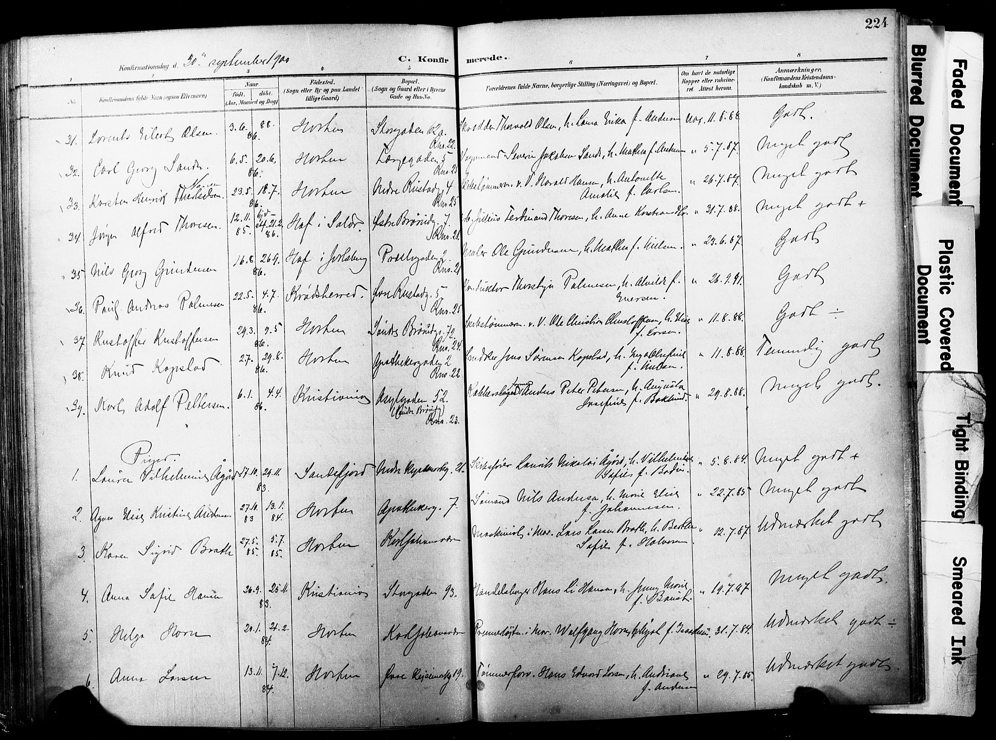 Horten kirkebøker, AV/SAKO-A-348/F/Fa/L0005: Parish register (official) no. 5, 1896-1904, p. 224