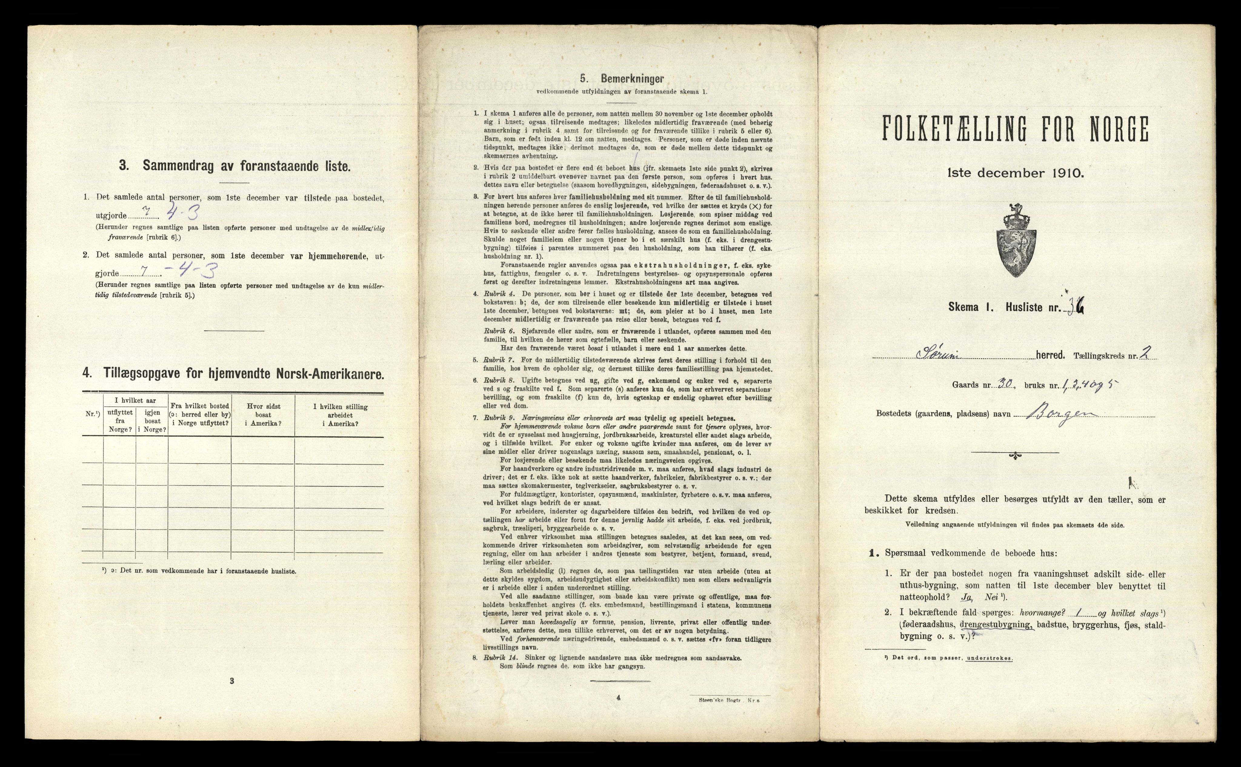 RA, 1910 census for Sørum, 1910, p. 197