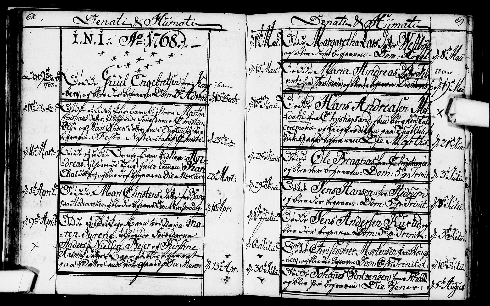 Kristiania tukthusprest Kirkebøker, SAO/A-10881/F/Fa/L0001: Parish register (official) no. 1, 1758-1828, p. 68-69