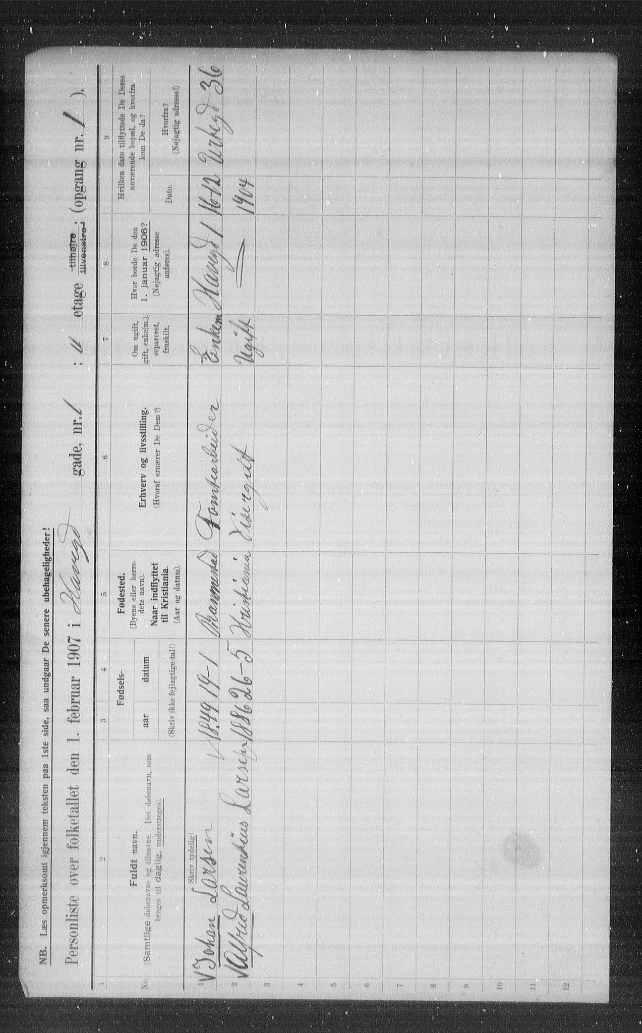 OBA, Municipal Census 1907 for Kristiania, 1907, p. 17088