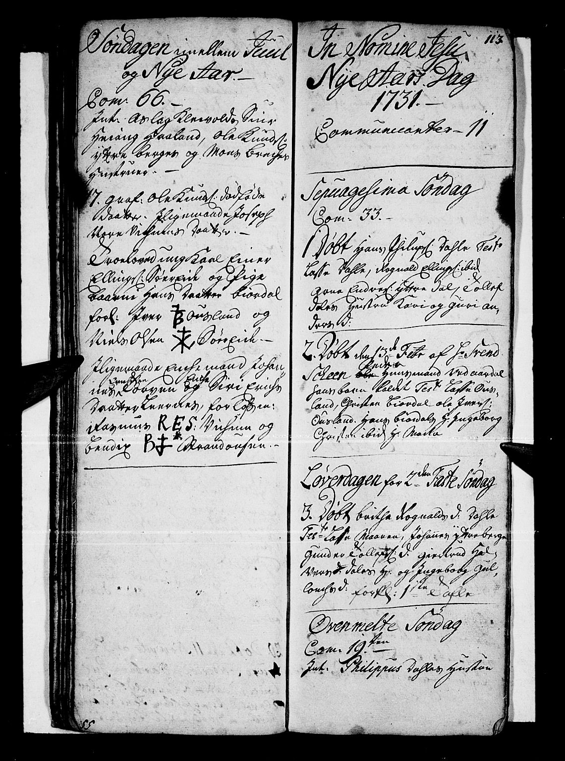 Vik sokneprestembete, AV/SAB-A-81501/H/Haa/Haaa/L0001: Parish register (official) no. A 1 / 3, 1727-1740, p. 113