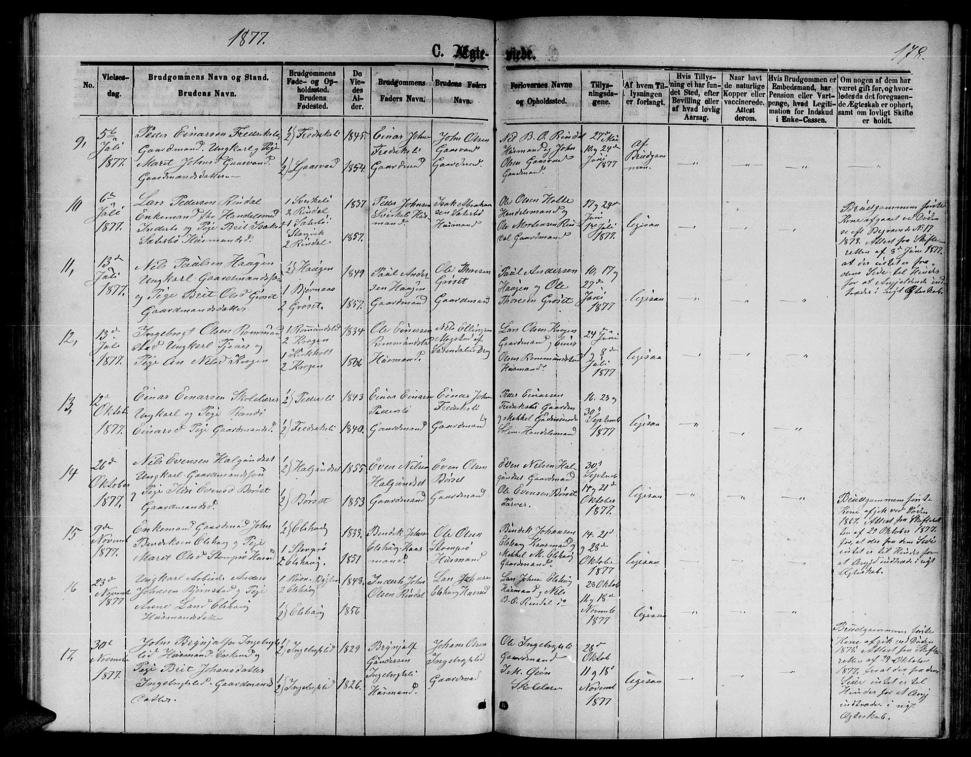 Ministerialprotokoller, klokkerbøker og fødselsregistre - Møre og Romsdal, AV/SAT-A-1454/598/L1076: Parish register (copy) no. 598C01, 1867-1878, p. 178