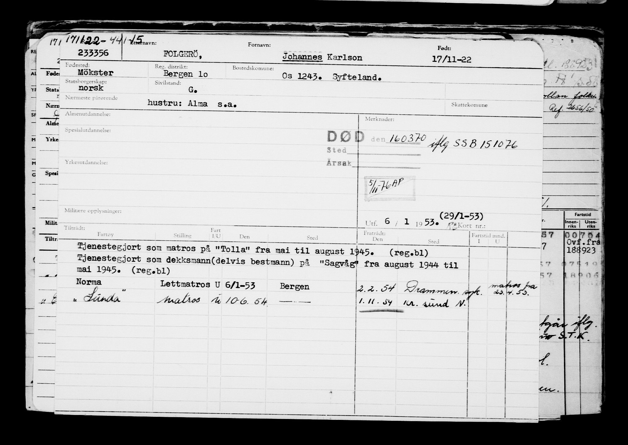 Direktoratet for sjømenn, AV/RA-S-3545/G/Gb/L0212: Hovedkort, 1922, p. 323