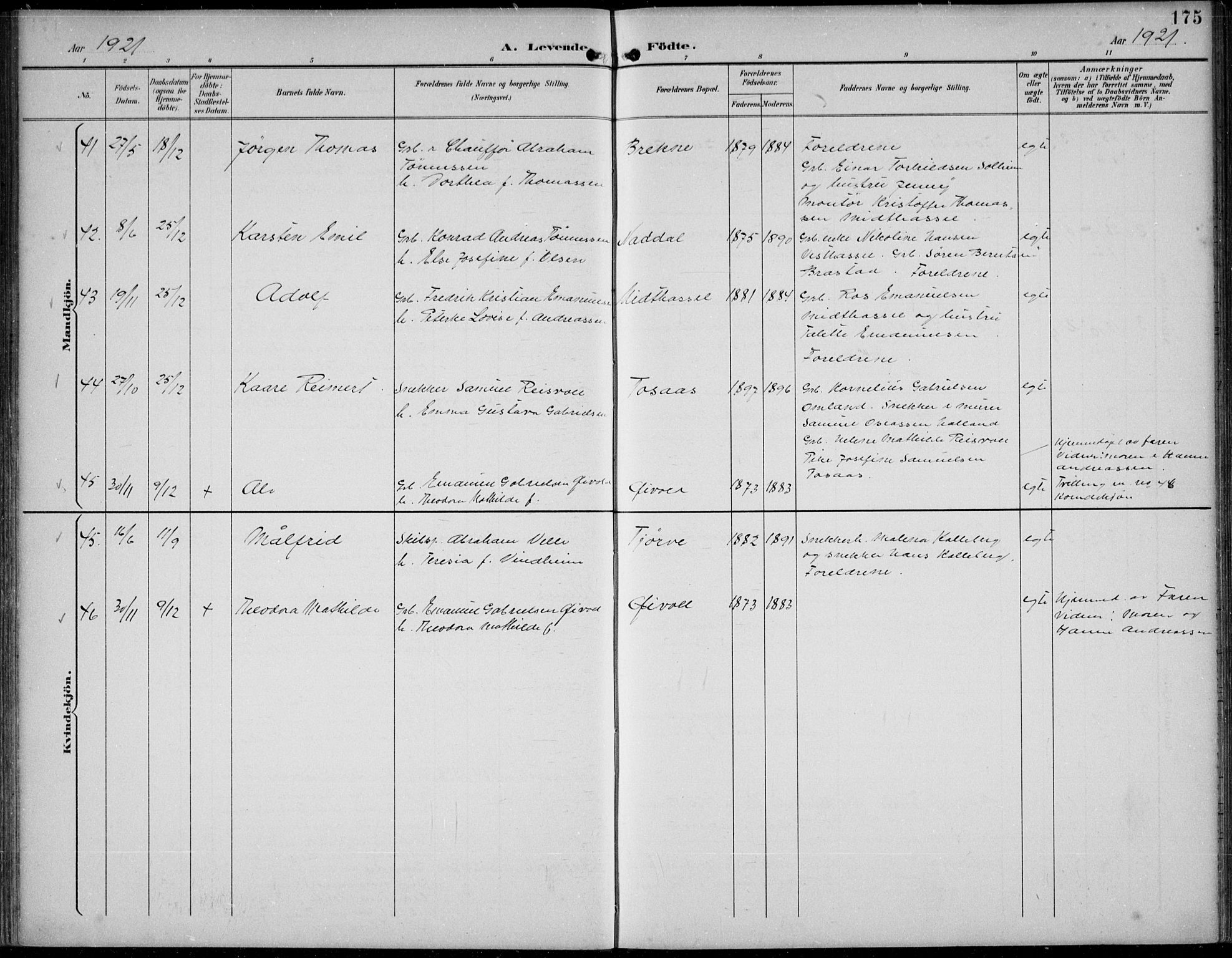 Lista sokneprestkontor, AV/SAK-1111-0027/F/Fb/L0005: Parish register (copy) no. B 5, 1892-1923, p. 175