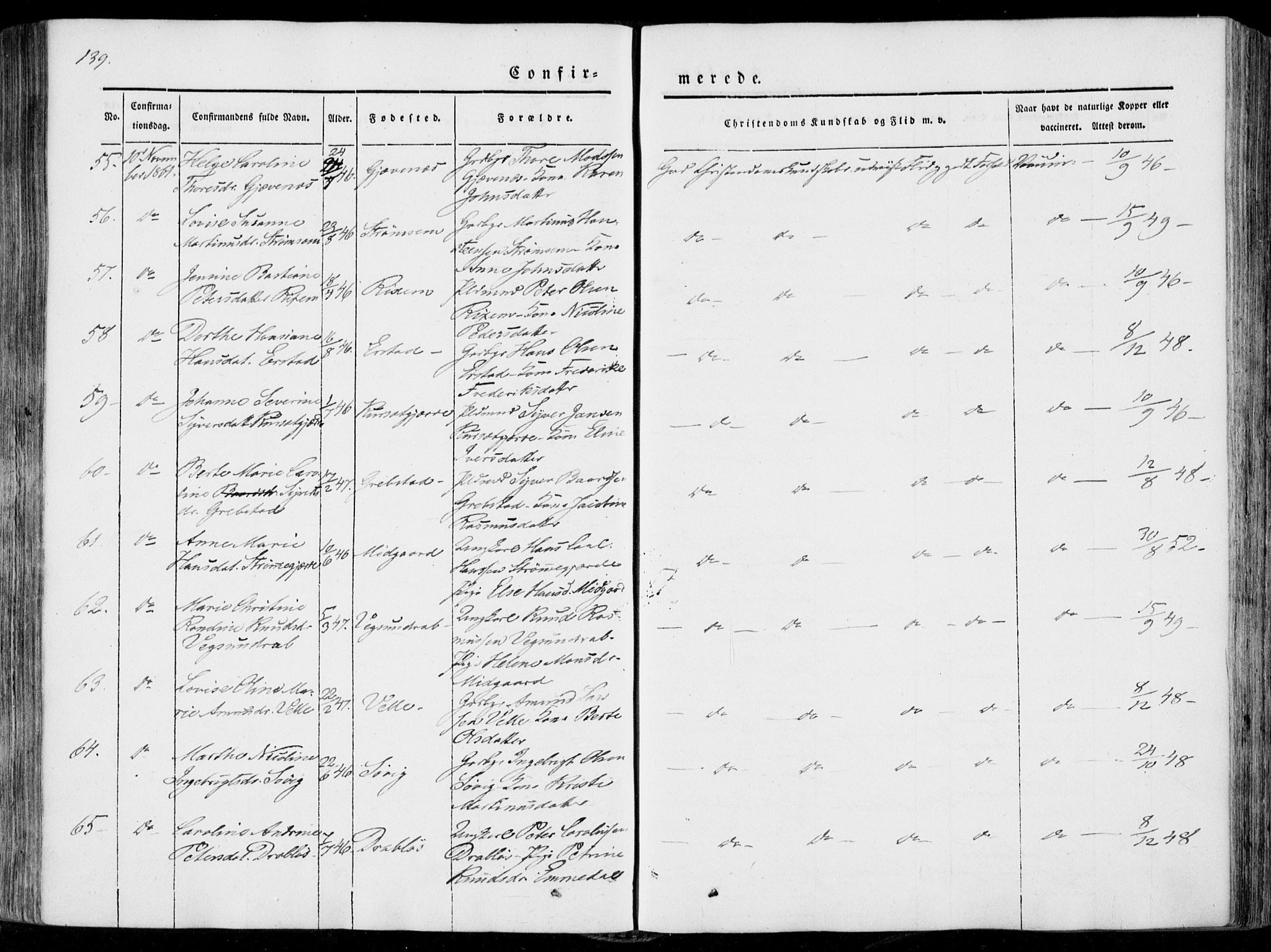 Ministerialprotokoller, klokkerbøker og fødselsregistre - Møre og Romsdal, AV/SAT-A-1454/522/L0313: Parish register (official) no. 522A08, 1852-1862, p. 139