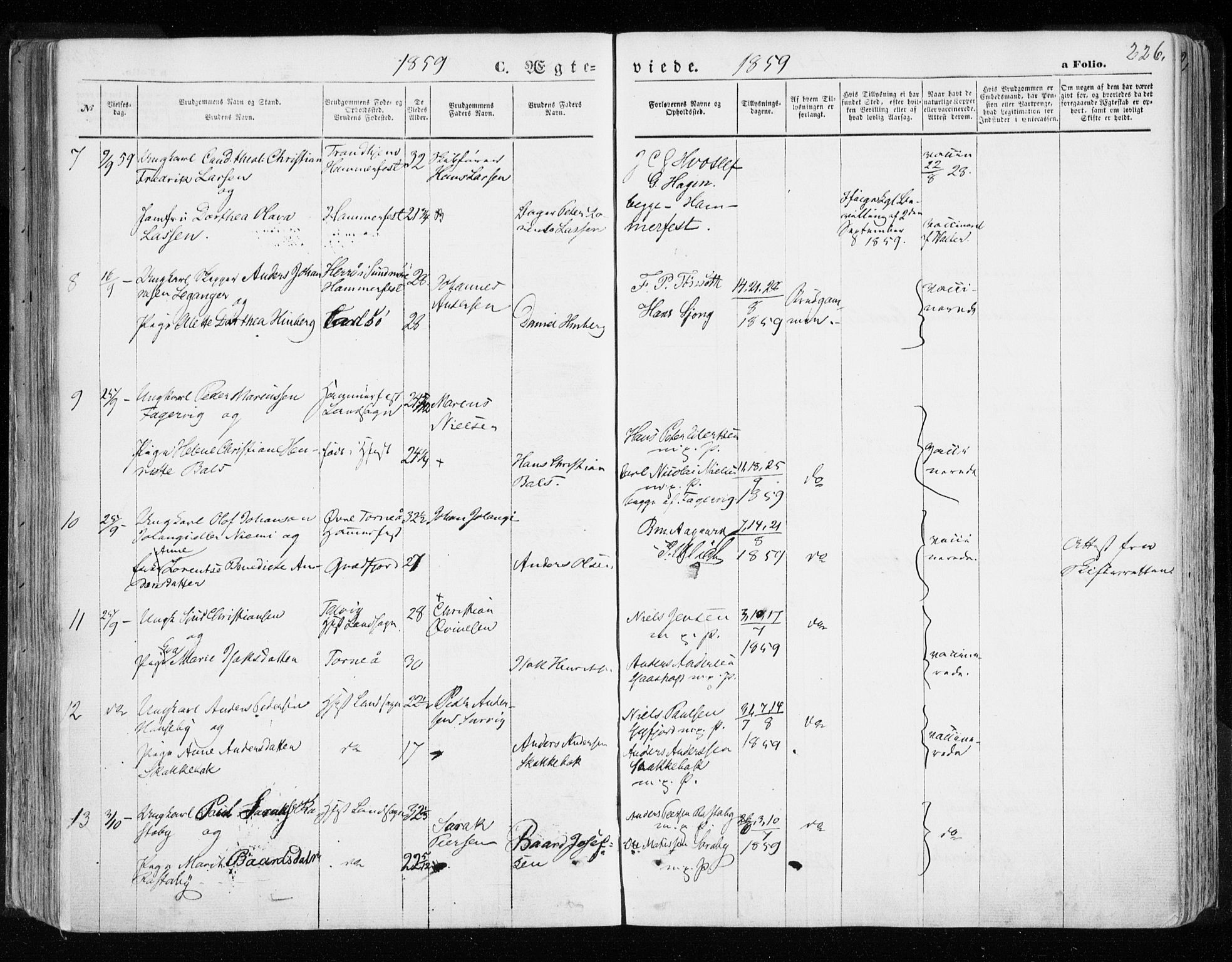 Hammerfest sokneprestkontor, SATØ/S-1347/H/Ha/L0005.kirke: Parish register (official) no. 5, 1857-1869, p. 226