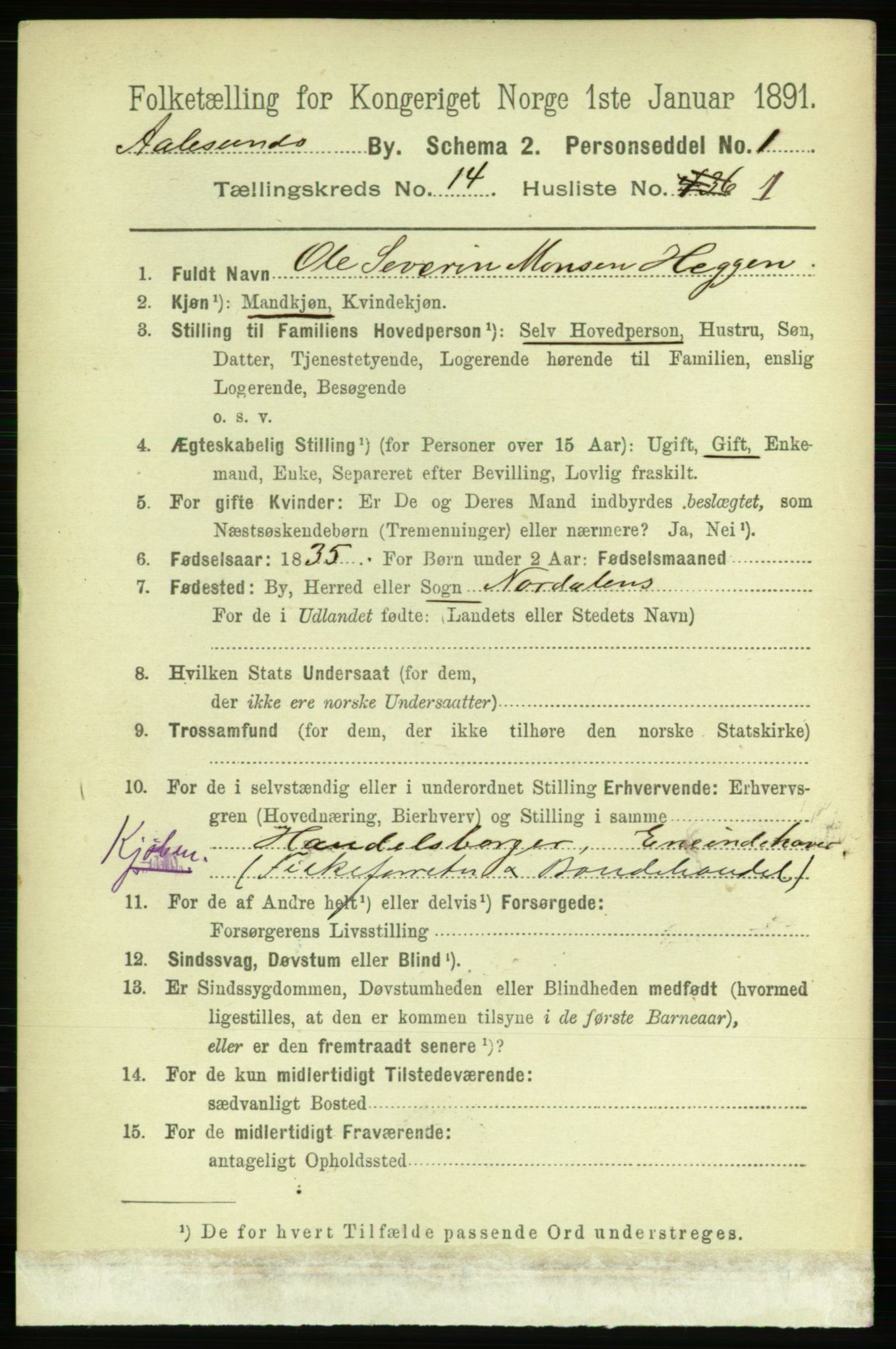 RA, 1891 census for 1501 Ålesund, 1891, p. 8280