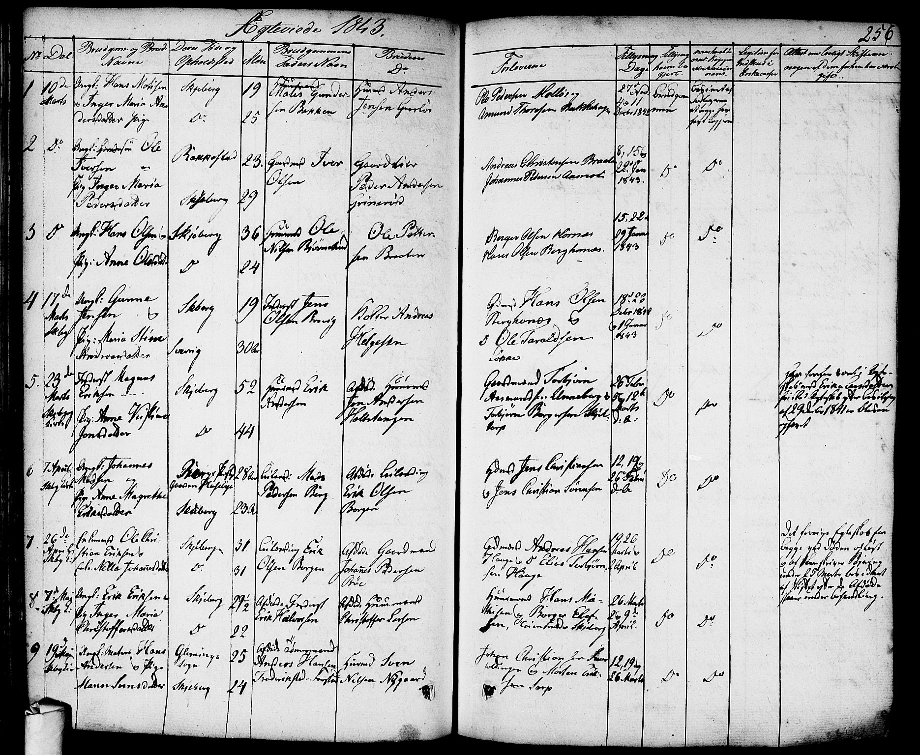 Skjeberg prestekontor Kirkebøker, AV/SAO-A-10923/F/Fa/L0005: Parish register (official) no. I 5, 1830-1845, p. 256