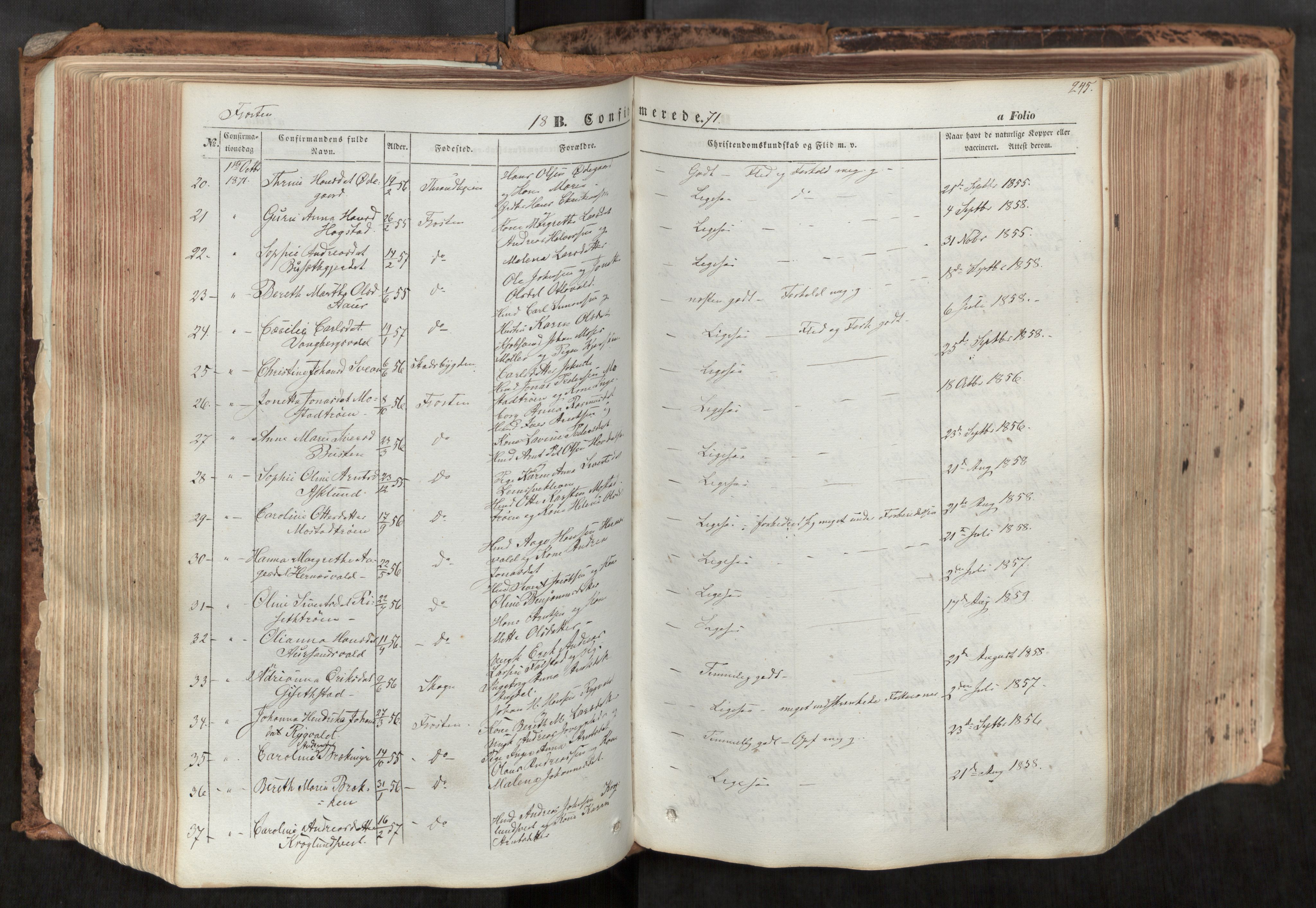 Ministerialprotokoller, klokkerbøker og fødselsregistre - Nord-Trøndelag, SAT/A-1458/713/L0116: Parish register (official) no. 713A07, 1850-1877, p. 245