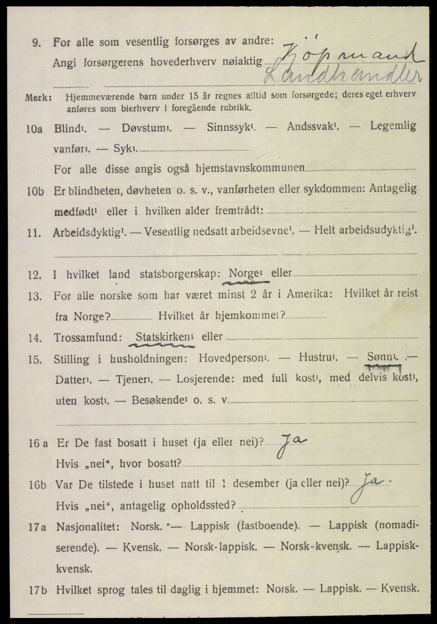 SAT, 1920 census for Kvam, 1920, p. 1990