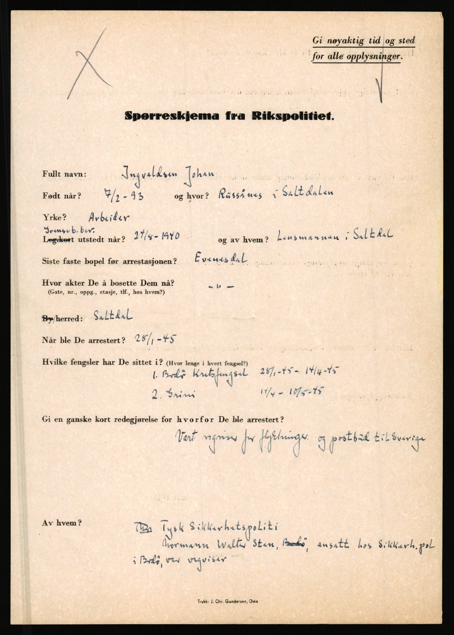 Rikspolitisjefen, AV/RA-S-1560/L/L0007: Heen, Erik C. - Iversen, Trygve, 1940-1945, p. 1167
