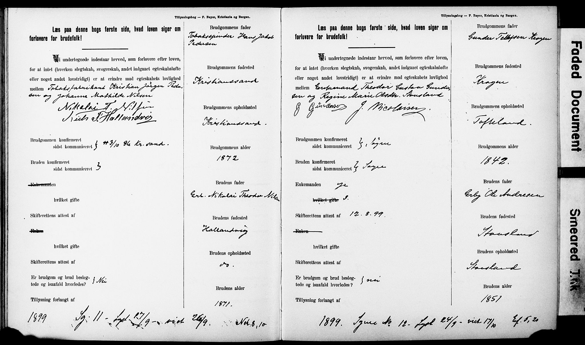 Ullensaker prestekontor Kirkebøker, AV/SAO-A-10236a/H/Ha/L0001: Banns register no. 1, 1892-1910