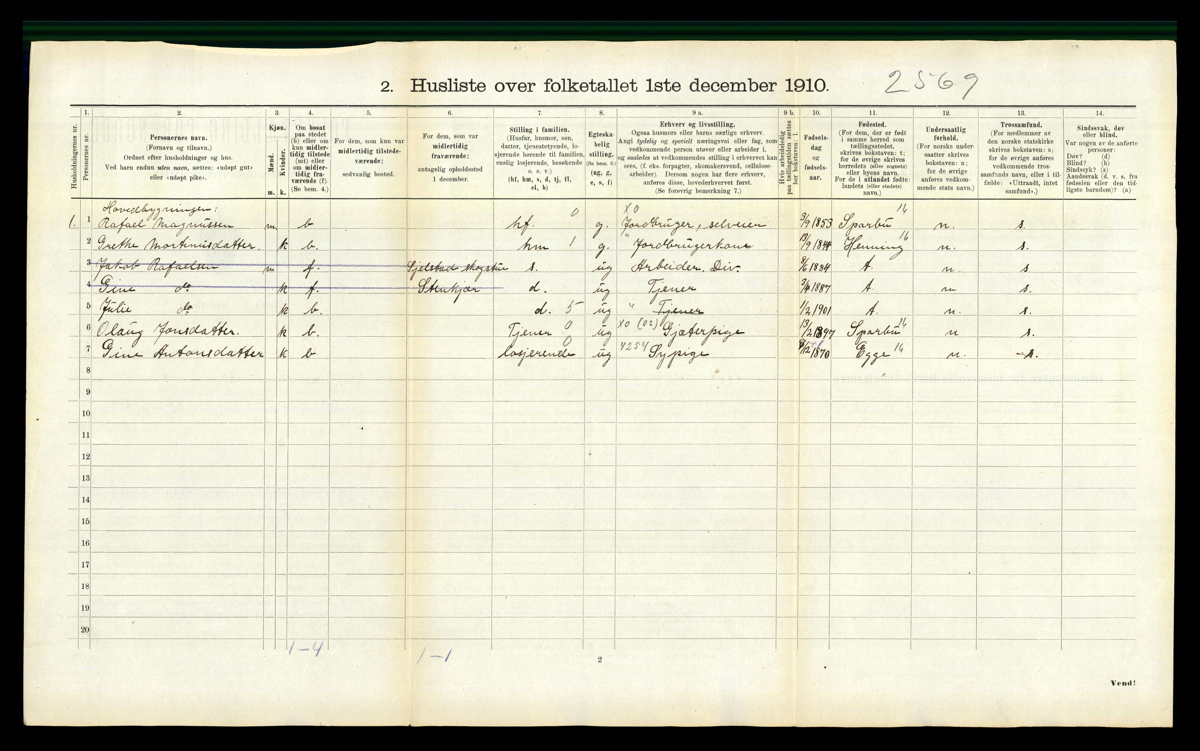 RA, 1910 census for Ogndal, 1910, p. 331