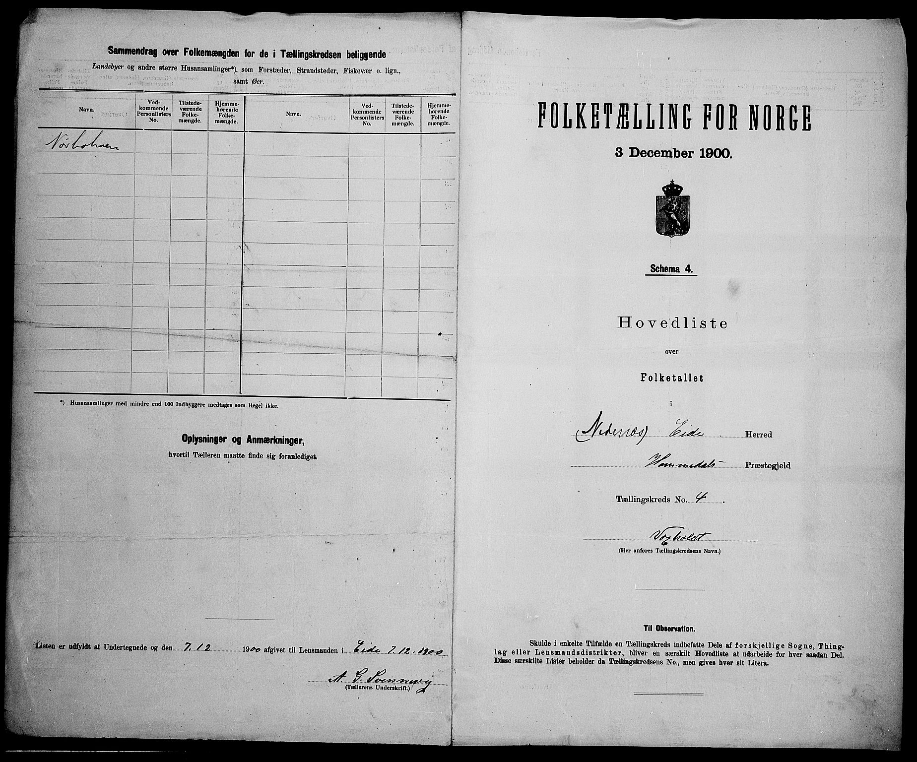 SAK, 1900 census for Eide, 1900, p. 15