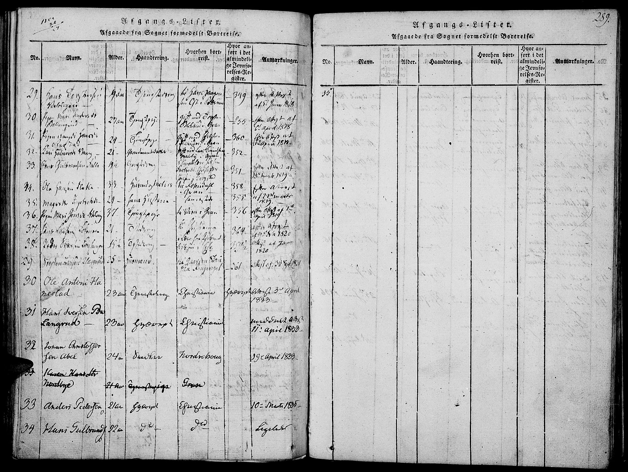 Jevnaker prestekontor, AV/SAH-PREST-116/H/Ha/Haa/L0005: Parish register (official) no. 5, 1815-1837, p. 289