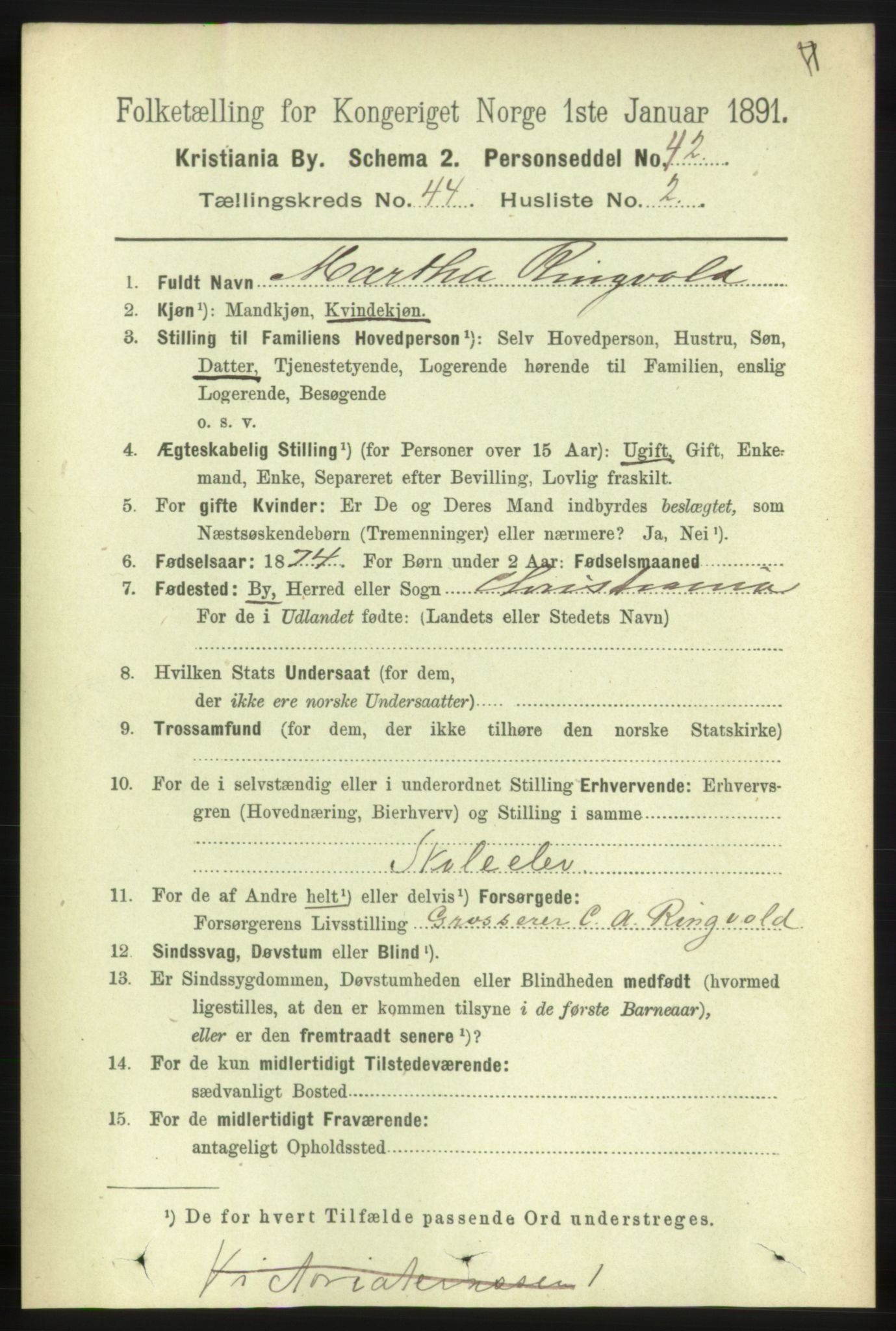 RA, 1891 census for 0301 Kristiania, 1891, p. 26745