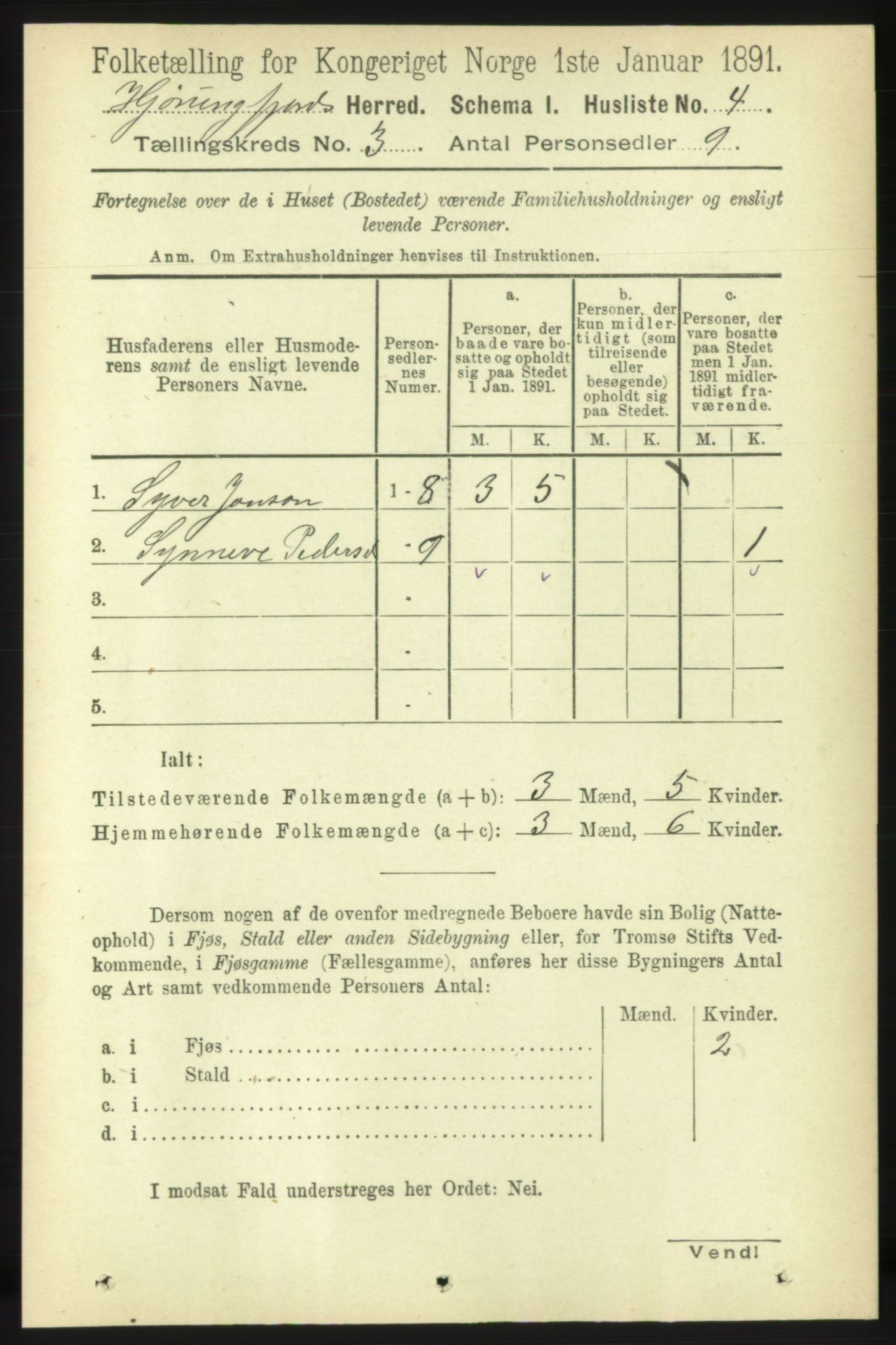 RA, 1891 census for 1522 Hjørundfjord, 1891, p. 439