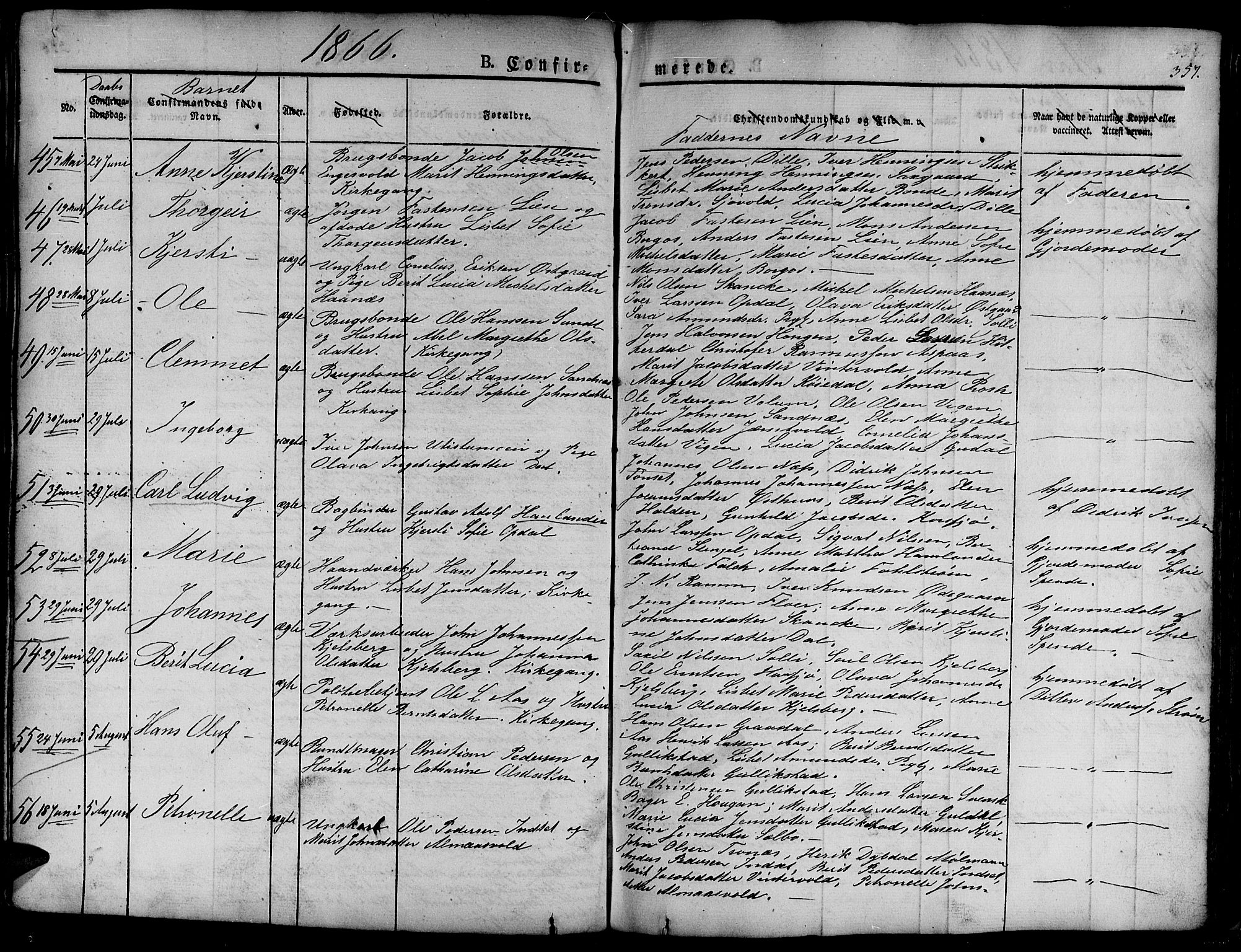 Ministerialprotokoller, klokkerbøker og fødselsregistre - Sør-Trøndelag, SAT/A-1456/681/L0938: Parish register (copy) no. 681C02, 1829-1879, p. 357