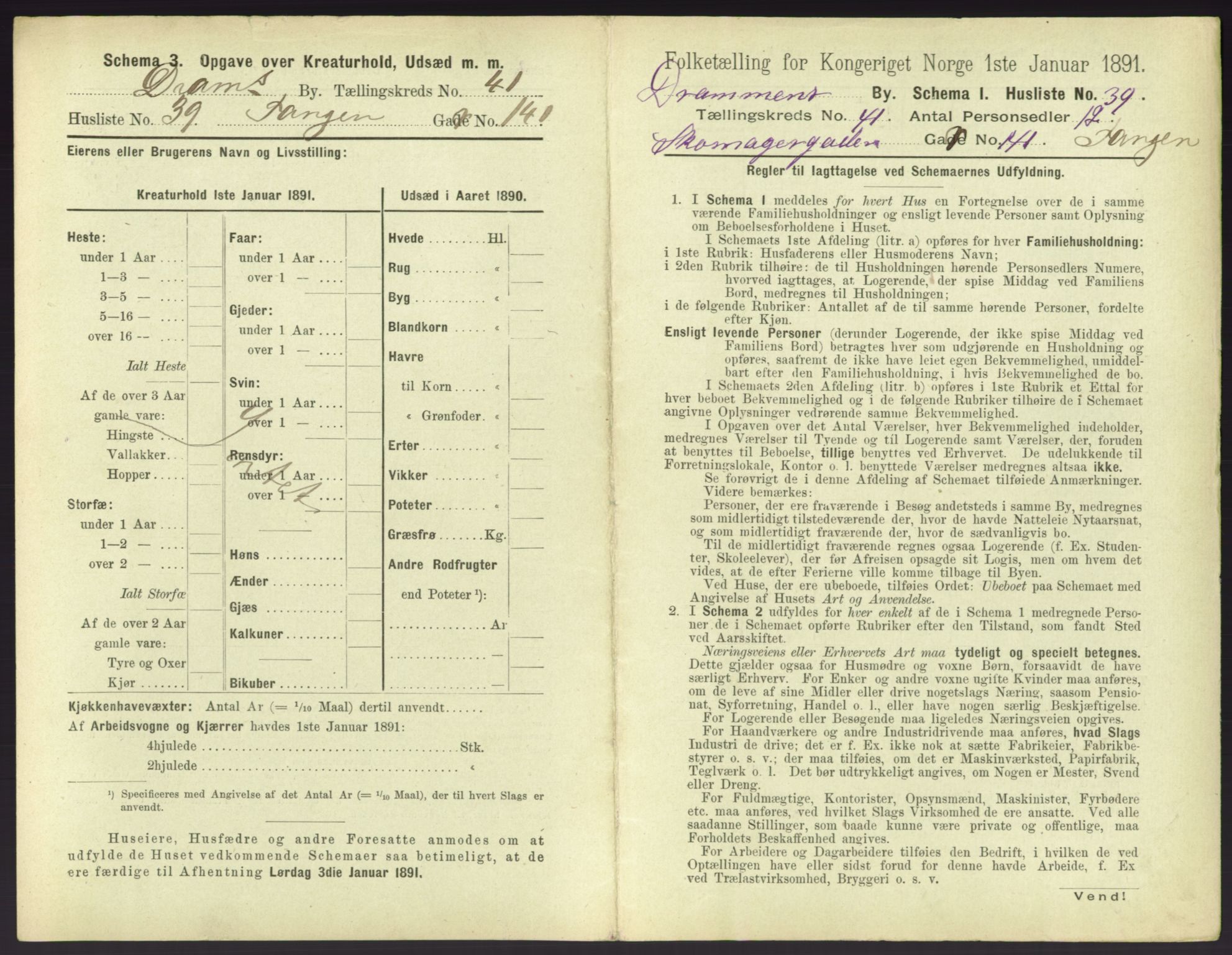 RA, 1891 census for 0602 Drammen, 1891, p. 3711