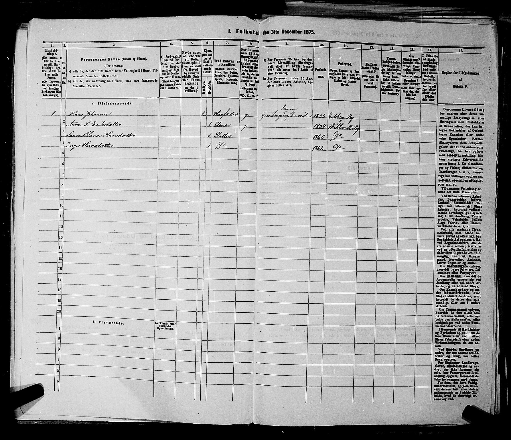 RA, 1875 census for 0125P Eidsberg, 1875, p. 1138